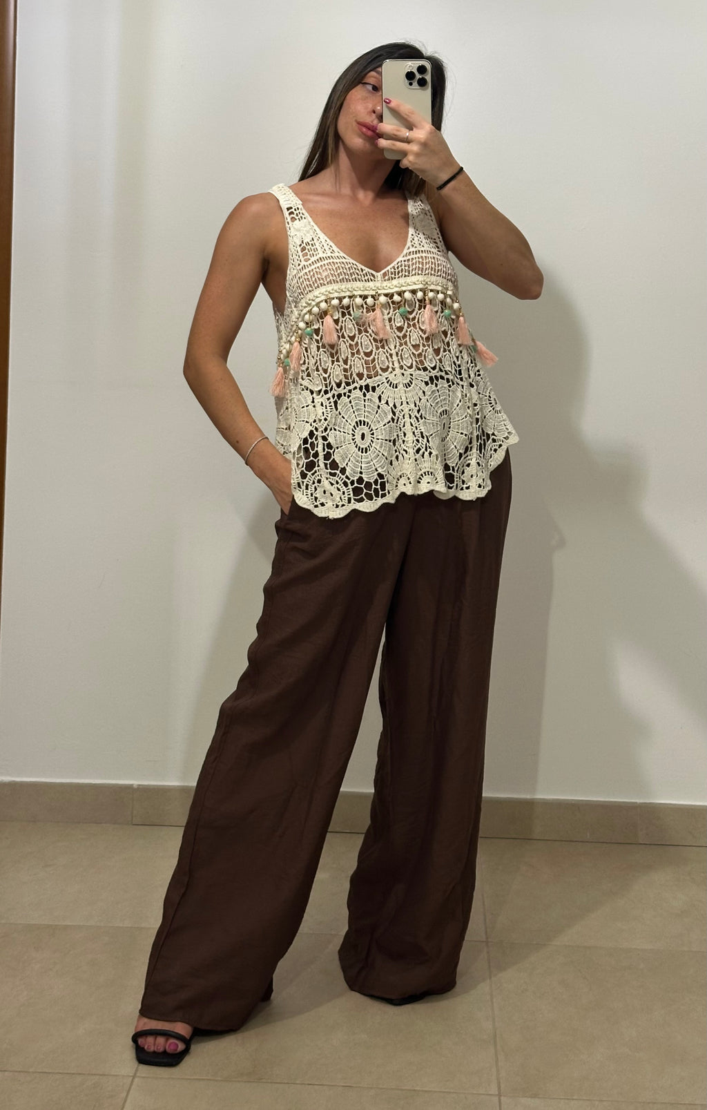 Top Crochet con Nappine BEIGE