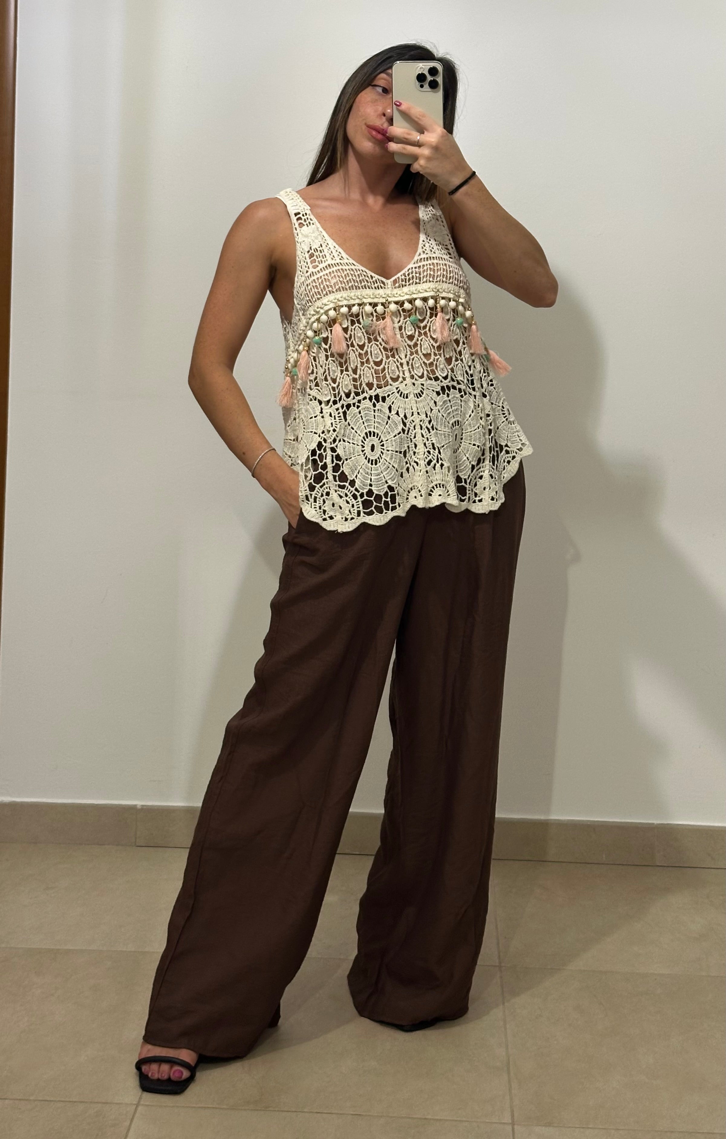 Top Crochet con Nappine BIANCO