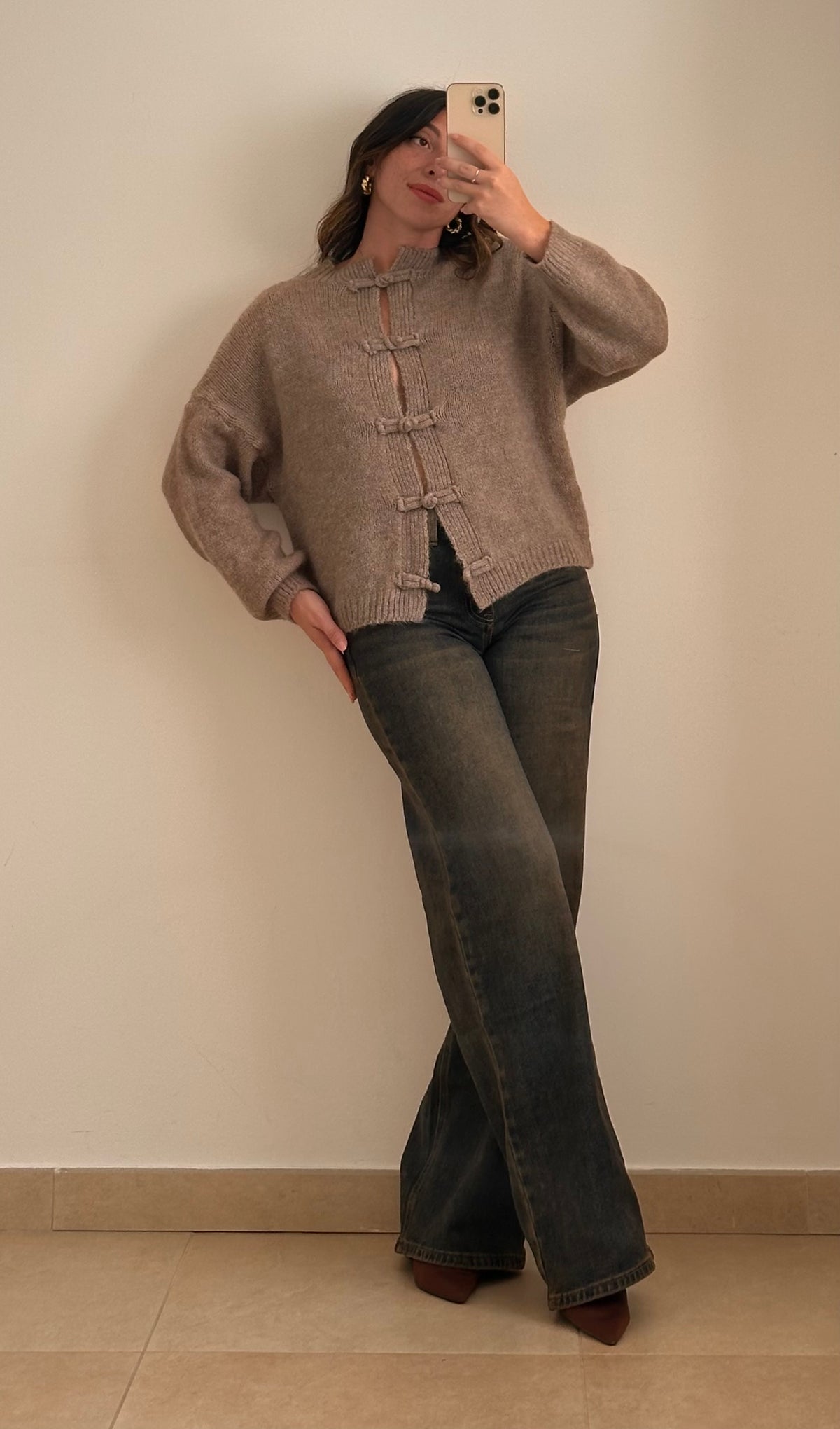 Jeans Wide Leg a Vita Alta LAVAGGIO MARRONE