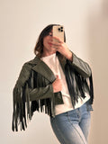 Giacca Biker Crop Ecopelle VERDONE
