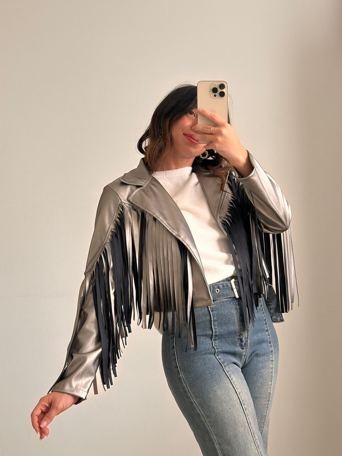 Giacca Biker Crop Ecopelle VERDONE