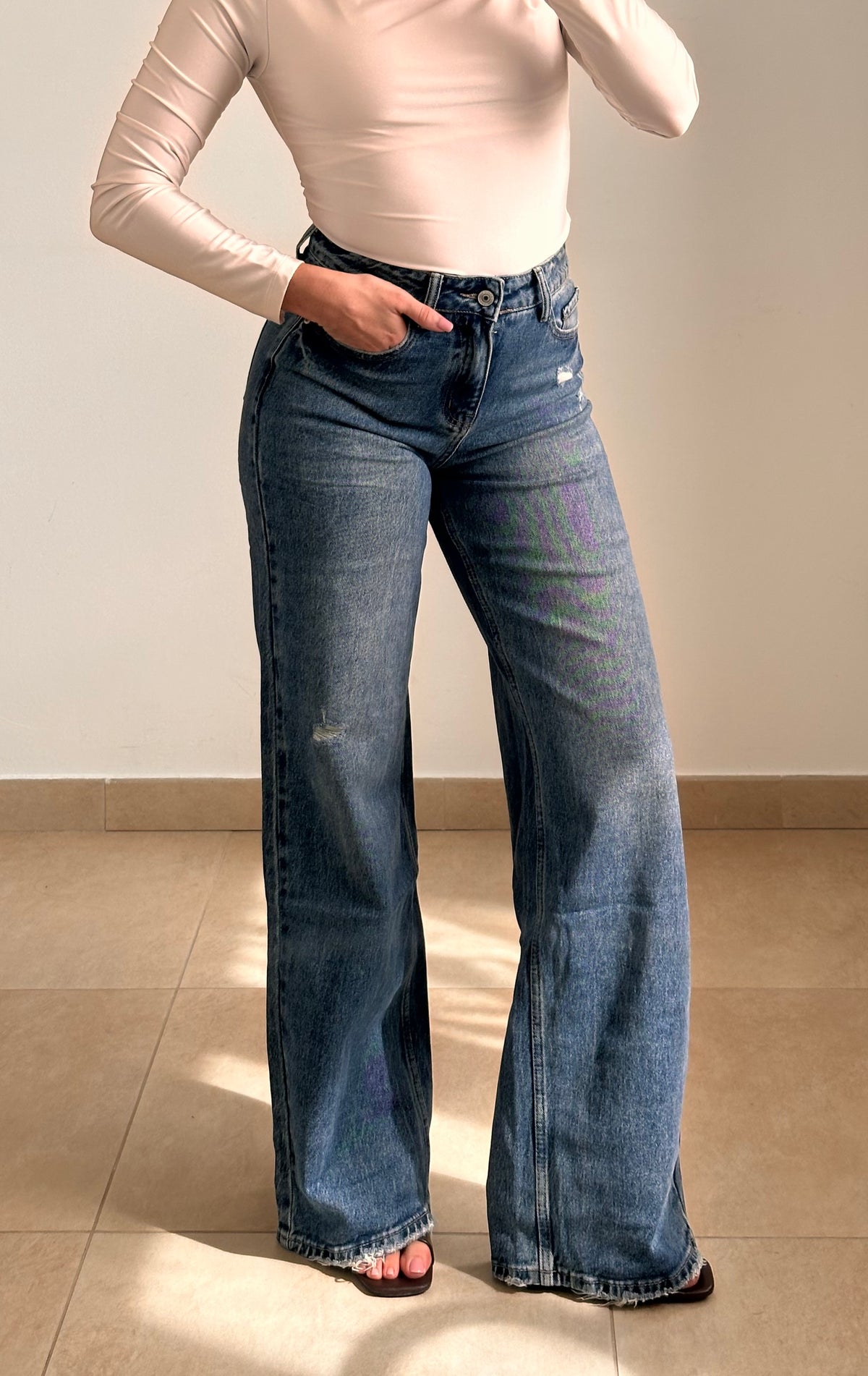 Jeans Wide Leg a Vita Alta LAVAGGIO CHIARO