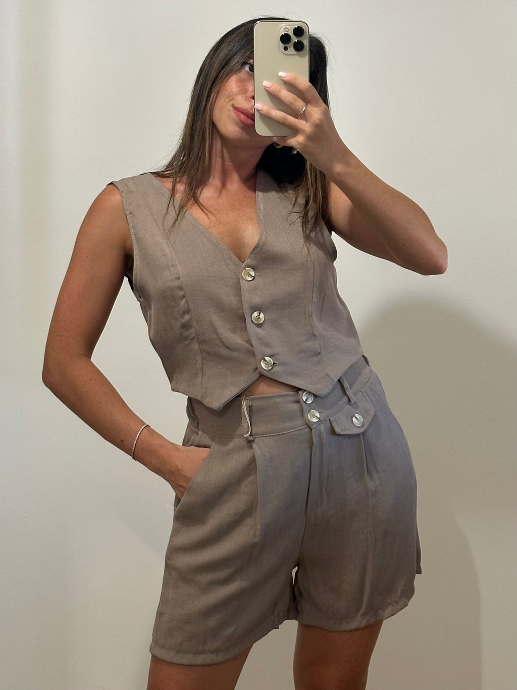 Completo Gilet e Shorts MARRONE