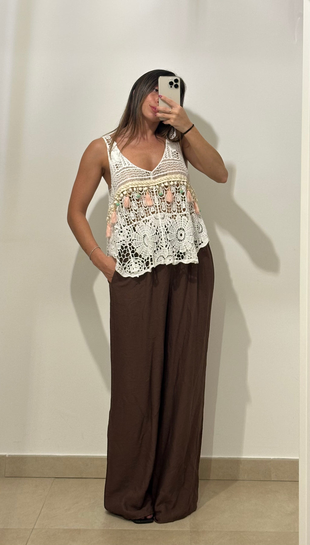 Top Crochet con Nappine BEIGE