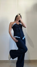 Coordinato Flora - Top e Pantalone BLU