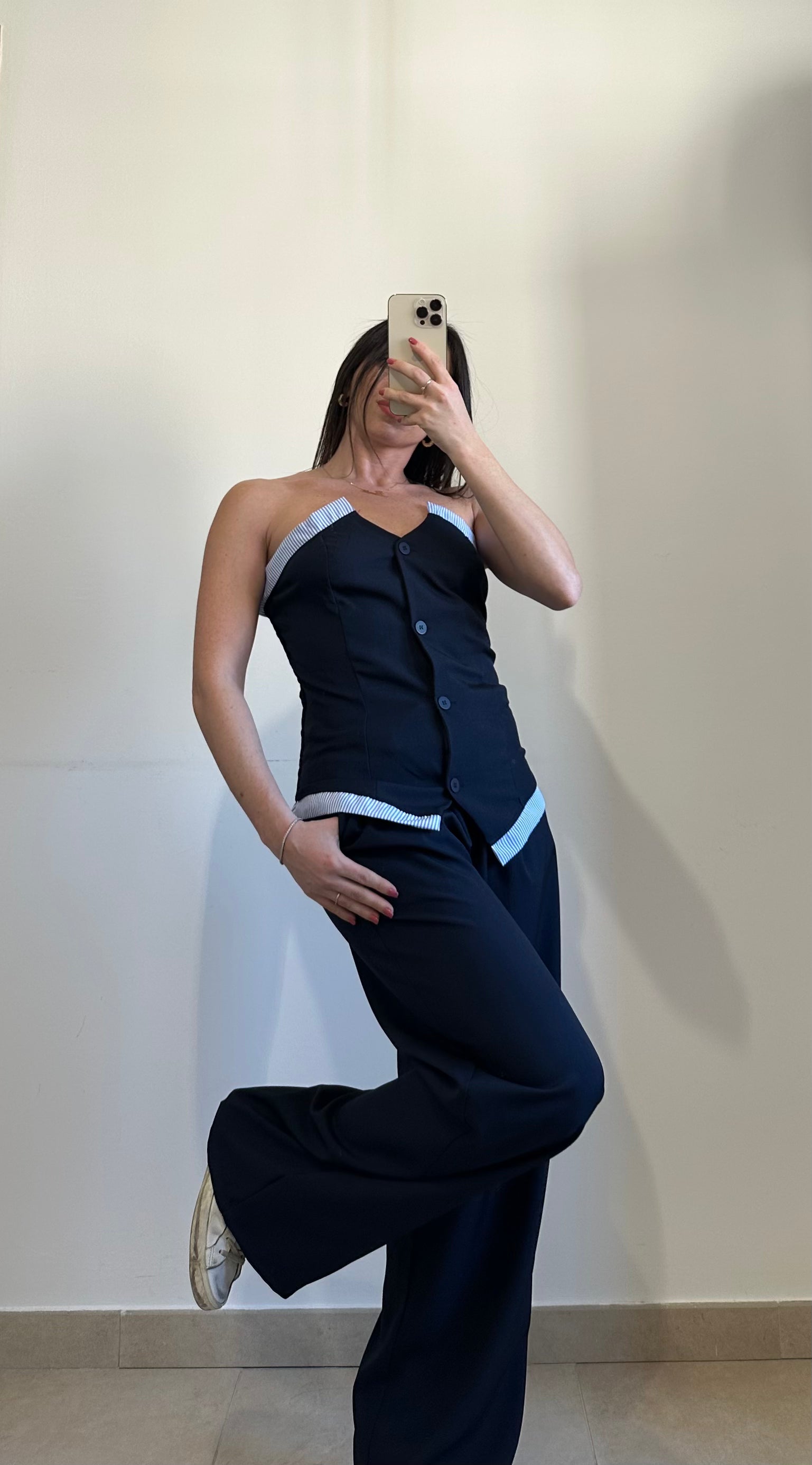 Coordinato Flora - Top e Pantalone BLU