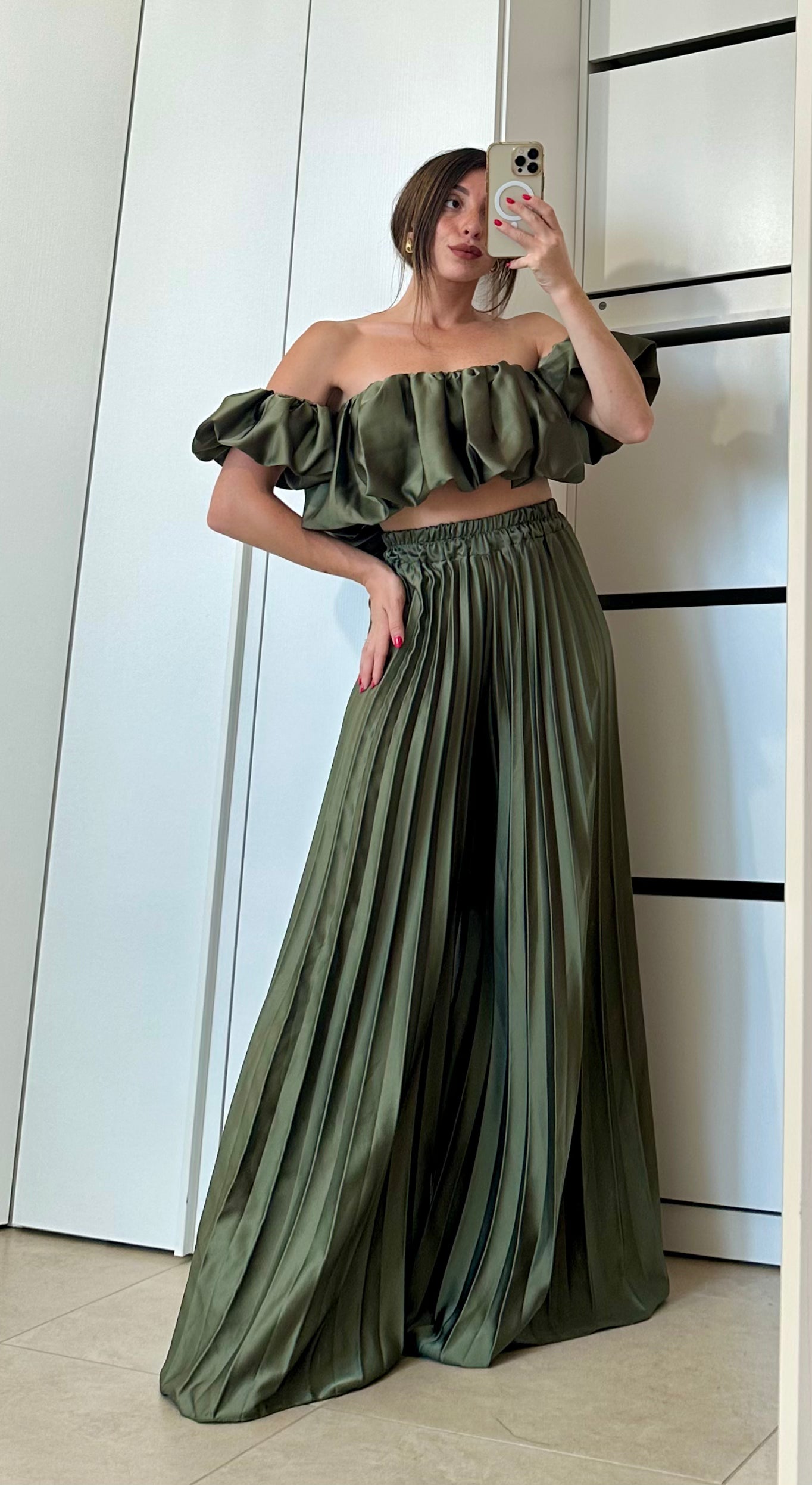 Coordinato Volant- Top e Pantalone ARANCIO