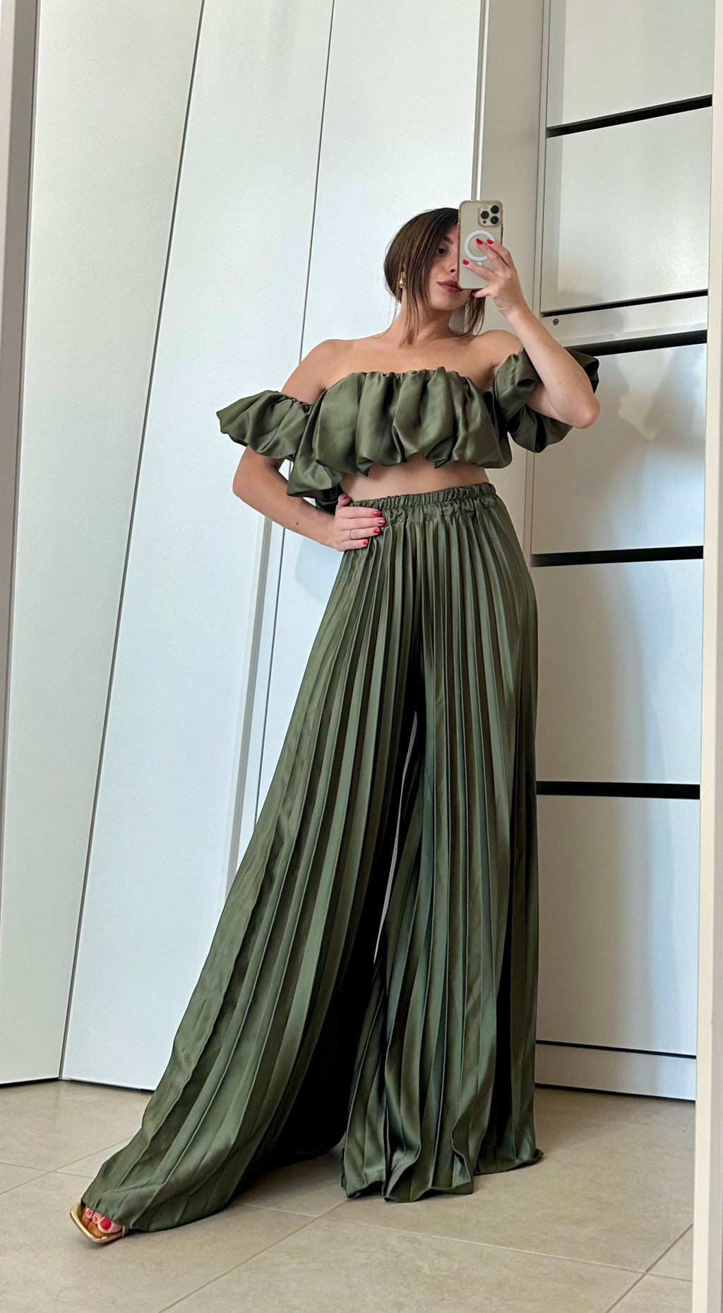 Coordinato Volant- Top e Pantalone ARANCIO