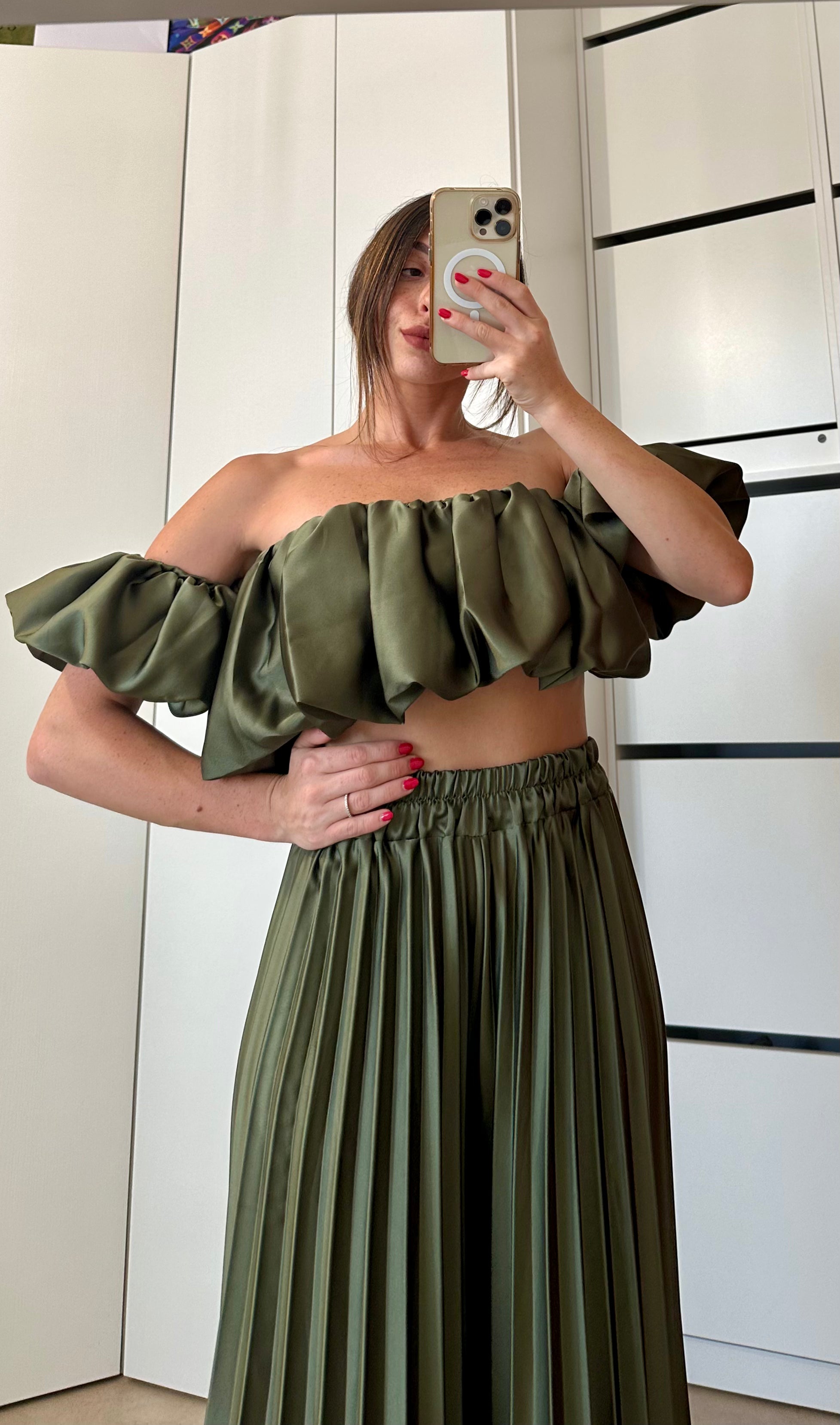 Coordinato Volant- Top e Pantalone ARANCIO