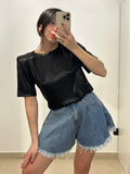 Shorts in Denim con Orlo Sfrangiato