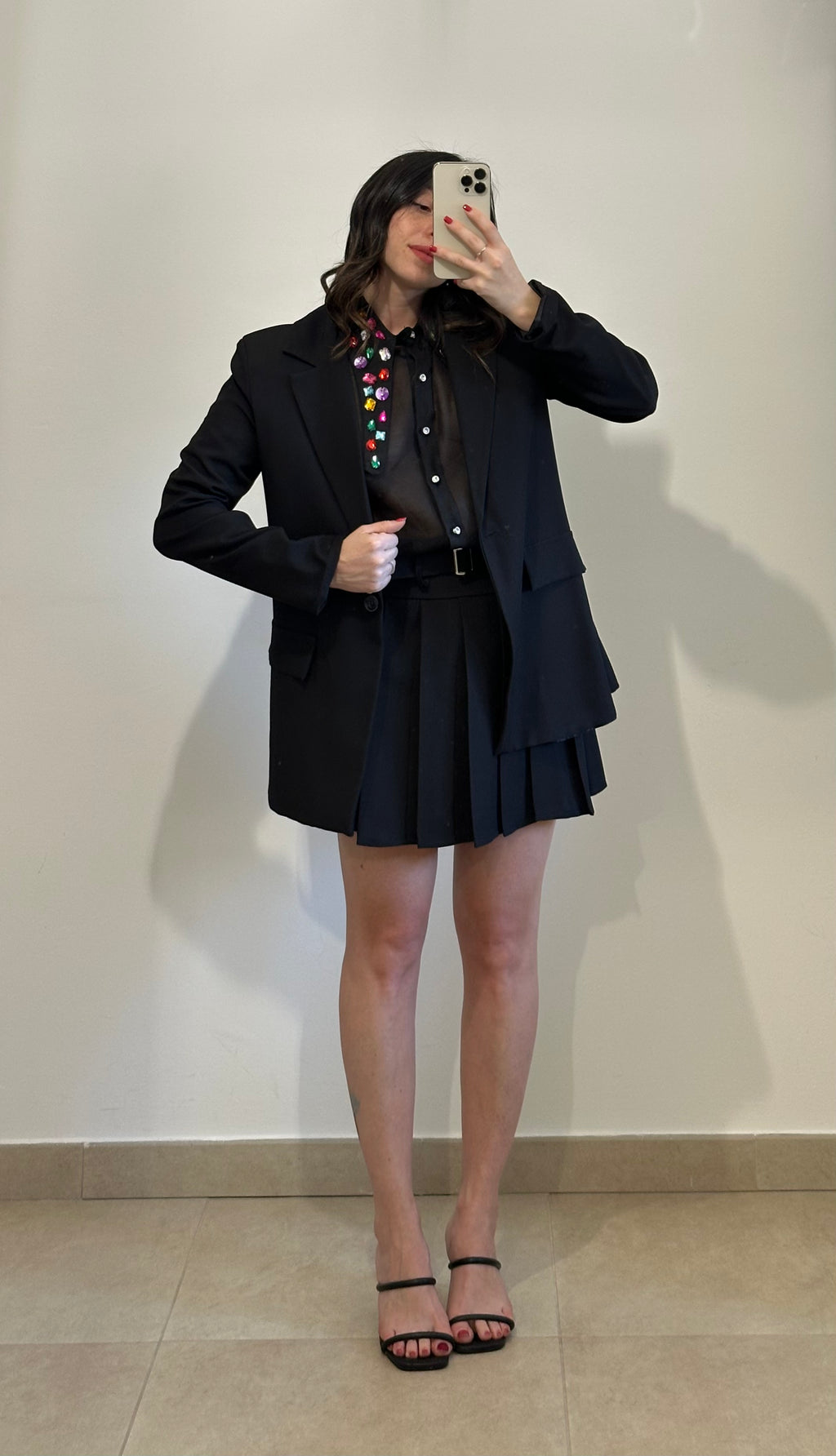 Coordinato College - Blazer e Gonna CELESTE