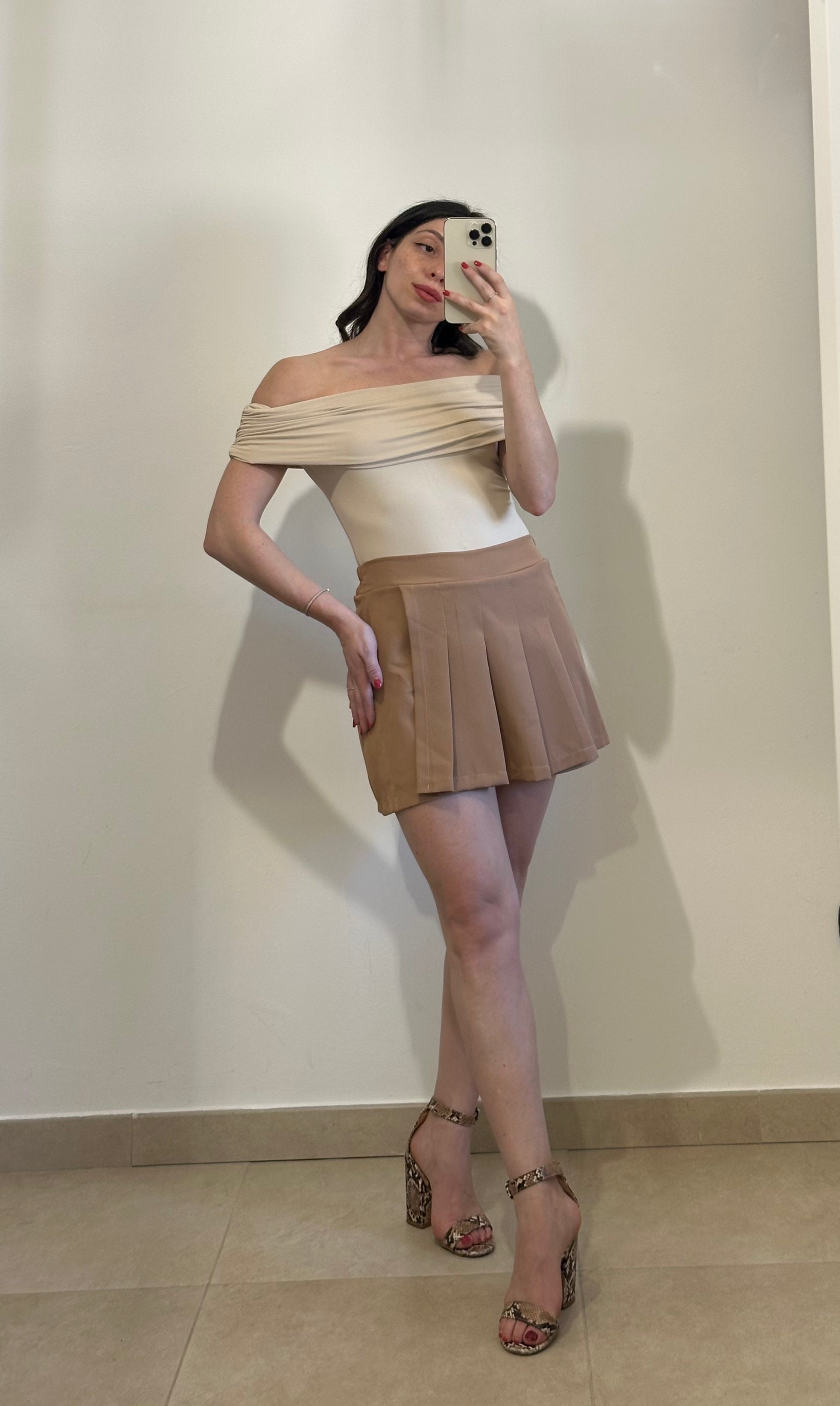 Gonna Pantaloncino Plissé BEIGE