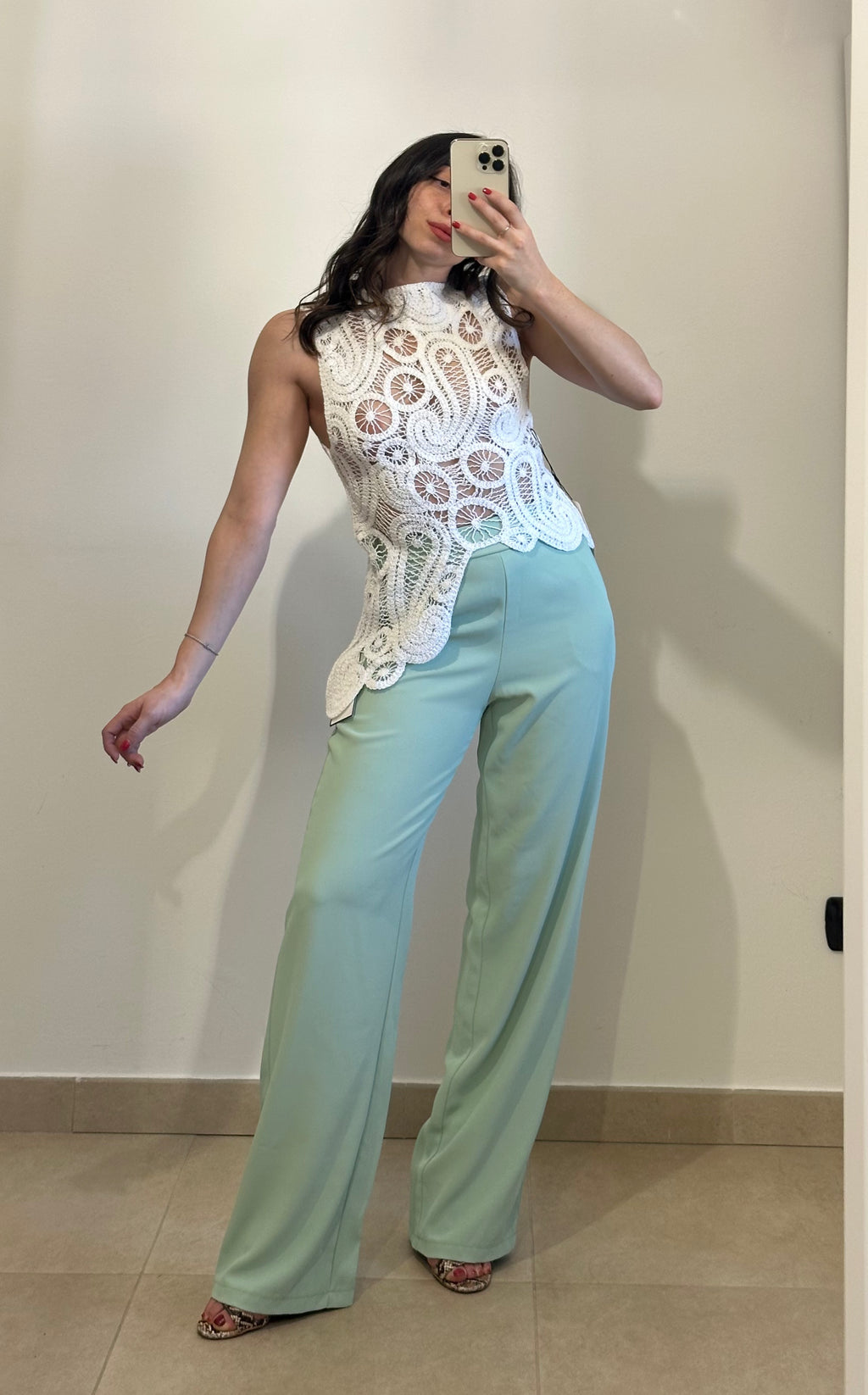 Pantaloni Eleganti Verde Menta