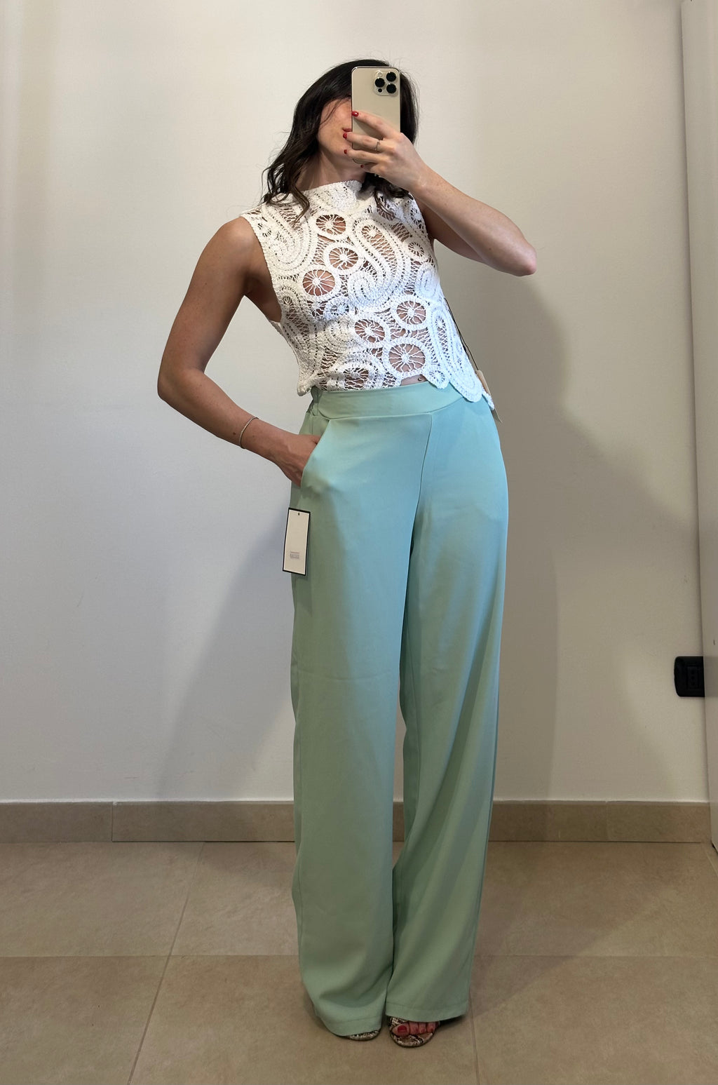 Pantaloni Eleganti Verde Menta