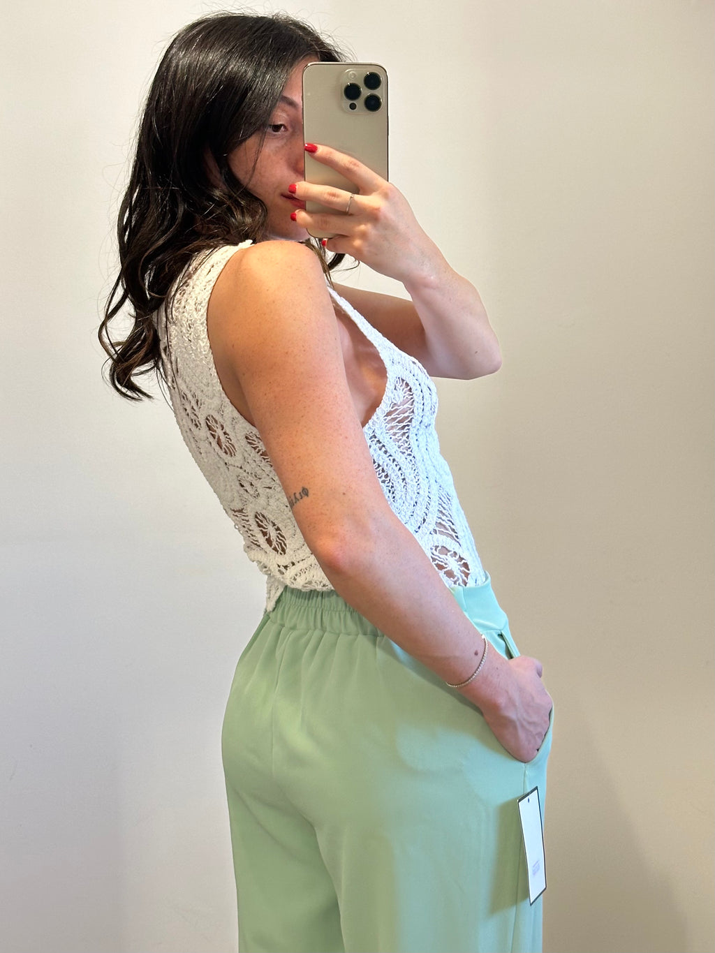 Pantaloni Eleganti Verde Menta