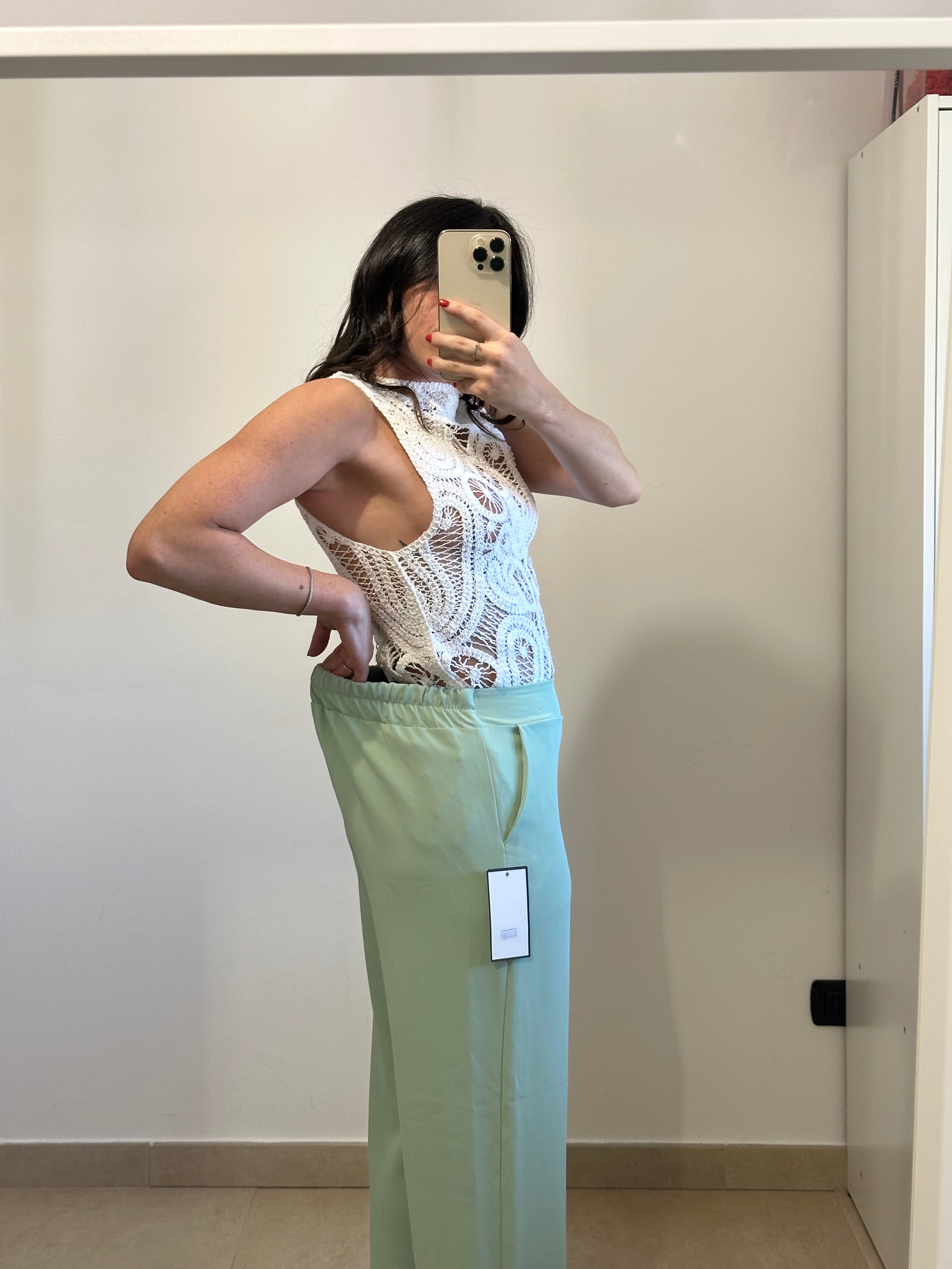Pantaloni Eleganti Verde Menta
