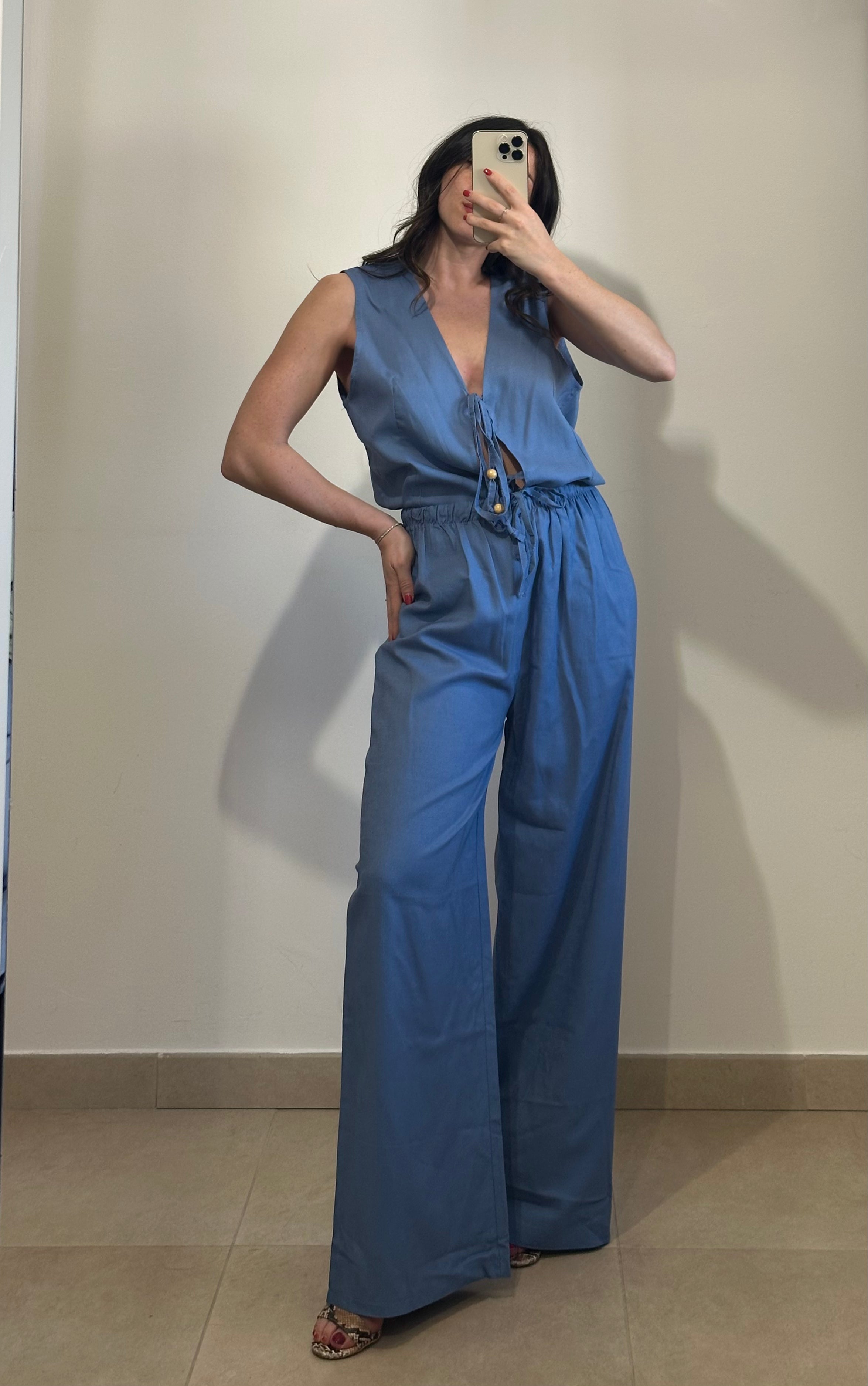 Coordinato in Lino - Canotta e Pantalone SABBIA
