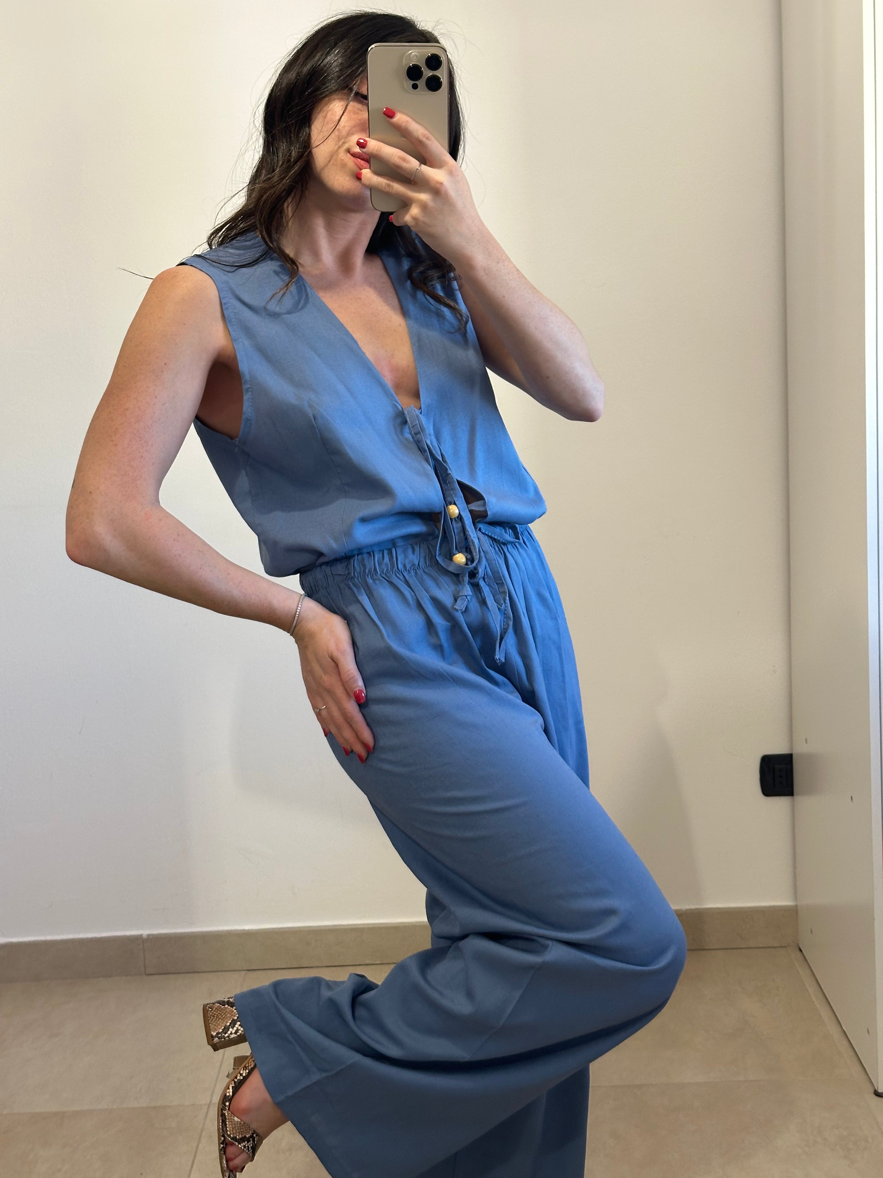 Coordinato in Lino - Canotta e Pantalone SABBIA
