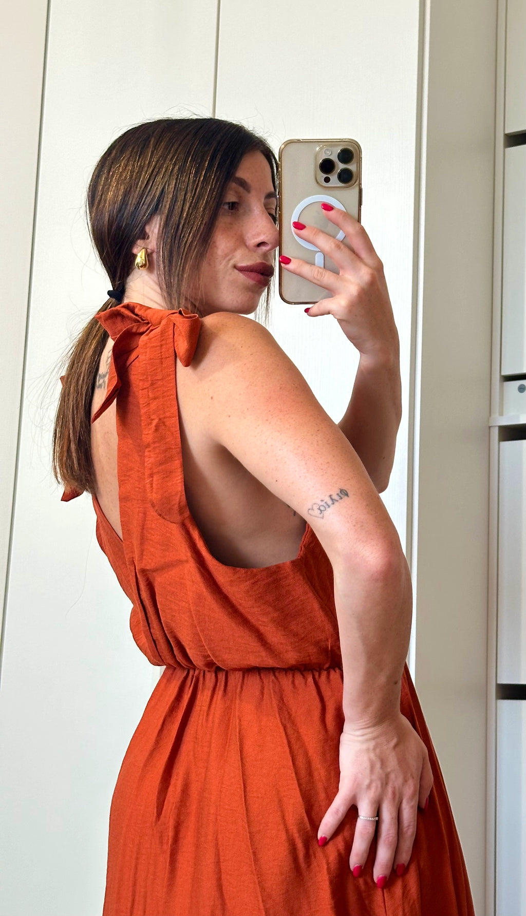 Abito Lungo con Balze ARANCIO