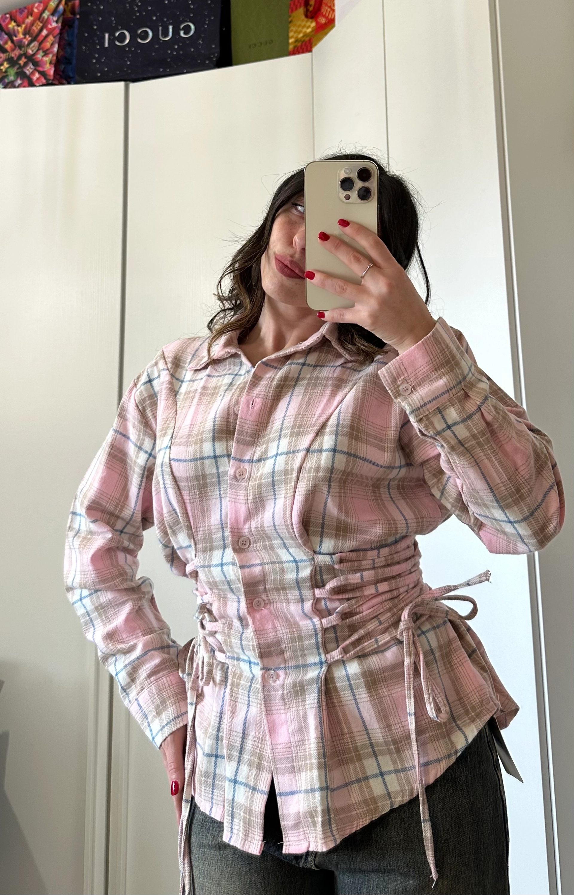 Camicia Tartan con Coulisse Laterale