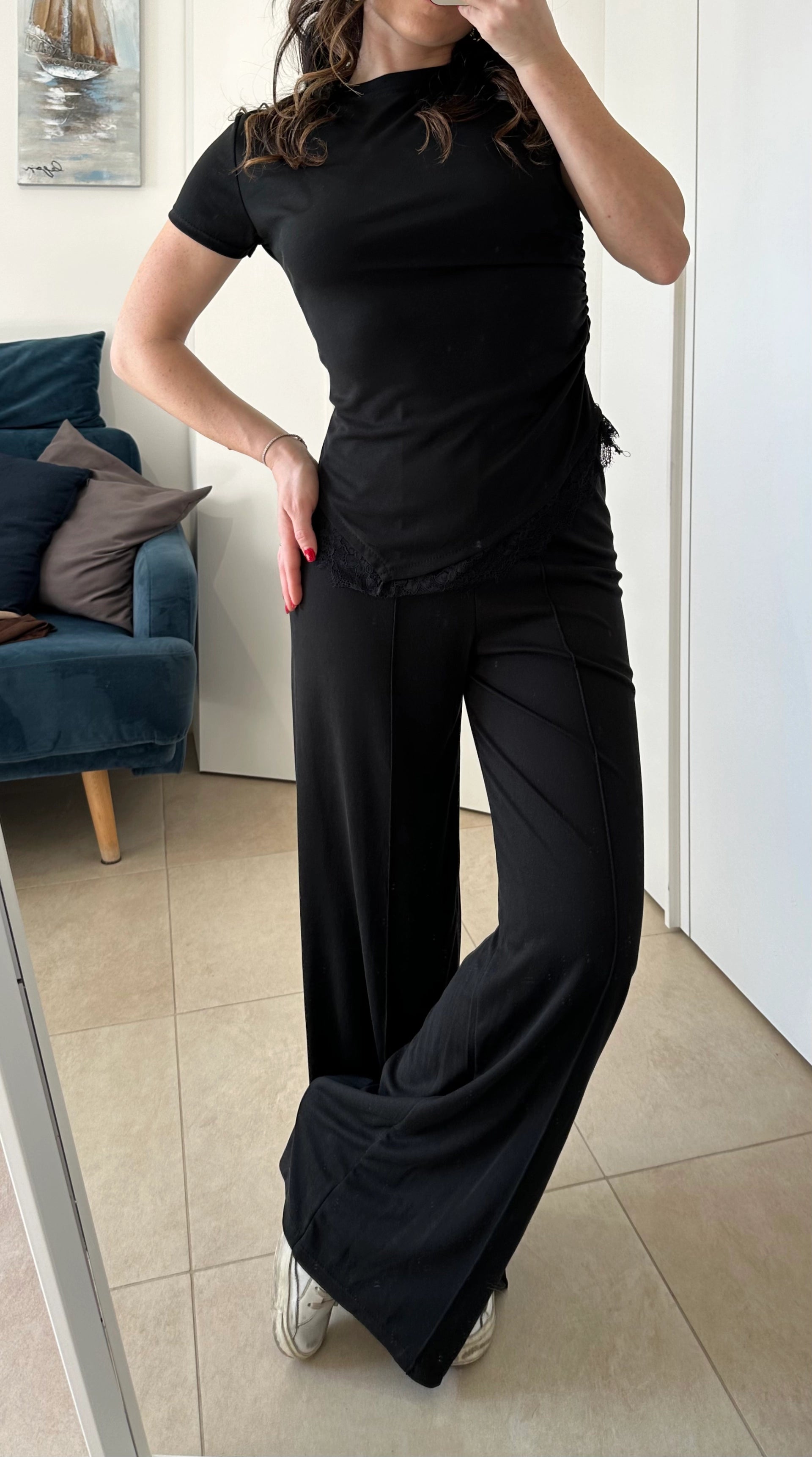 Coordinato Assimetrico - Maglia e Pantalone Wide Leg