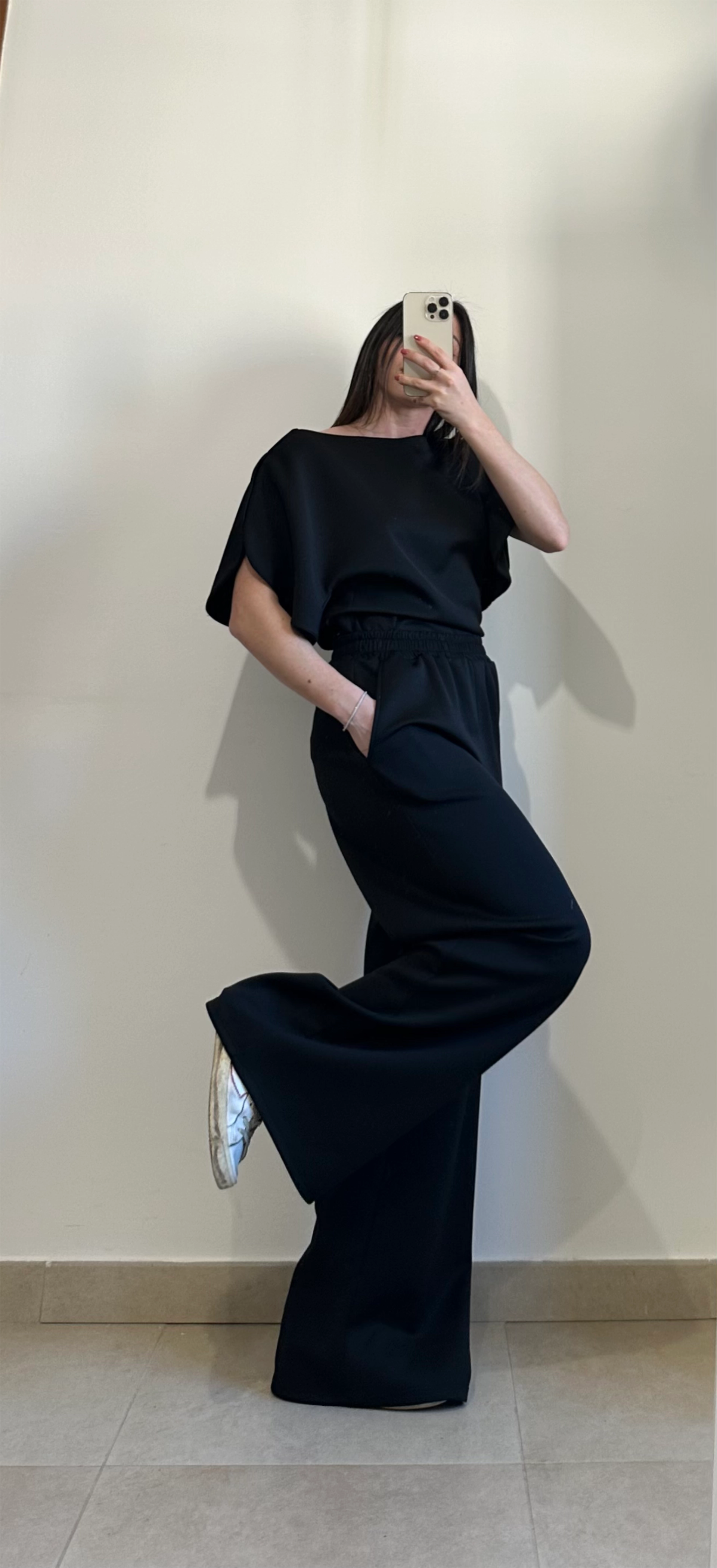 Coordinato Ginevra - Maglia Assimetrica e Pantalone NERO