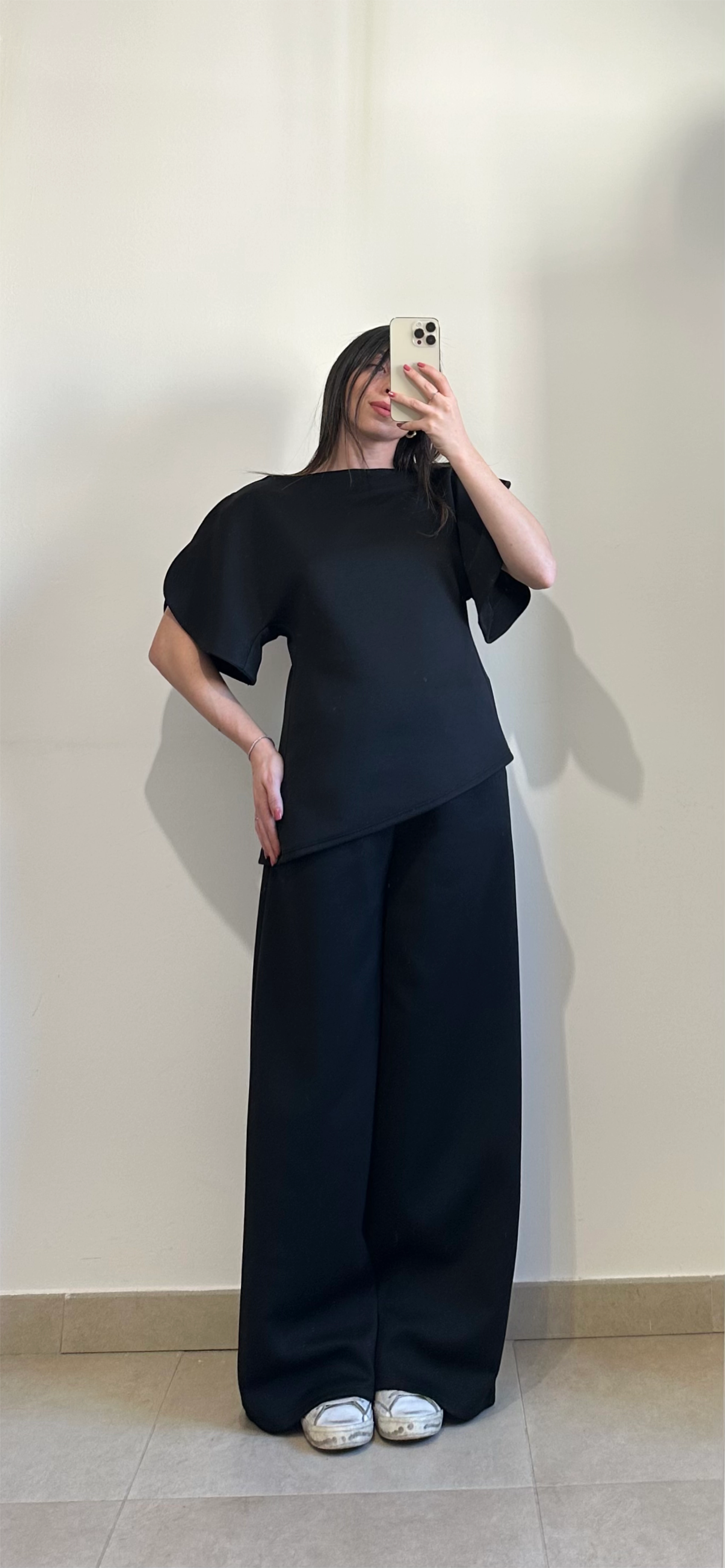 Coordinato Ginevra - Maglia Assimetrica e Pantalone NERO