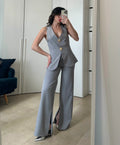 Coordinato Gioiello -Gilet e Pantalone Palazzo GRIGIO