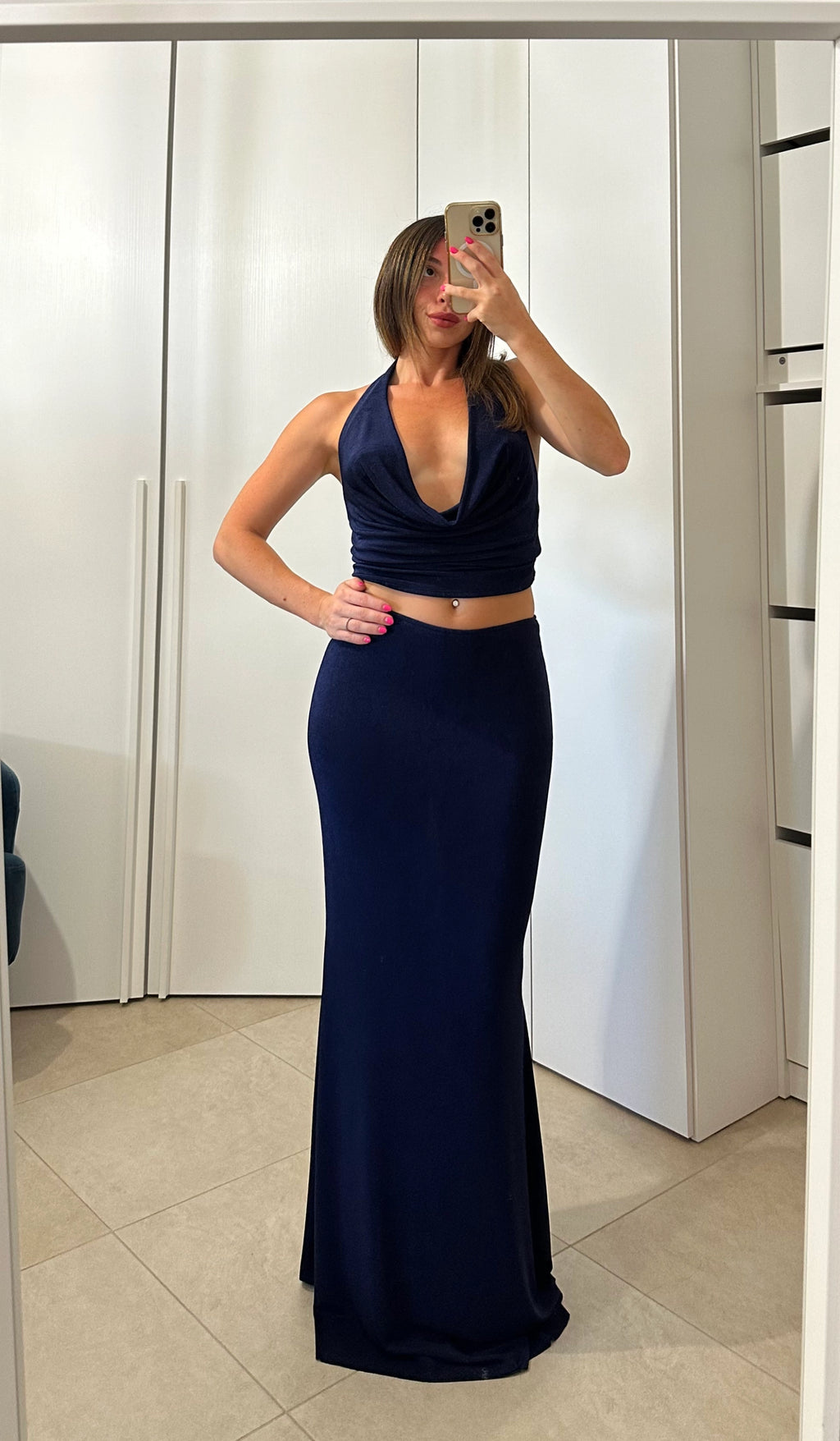 Coordinato Jessica- Top e Gonna Sirena BLU