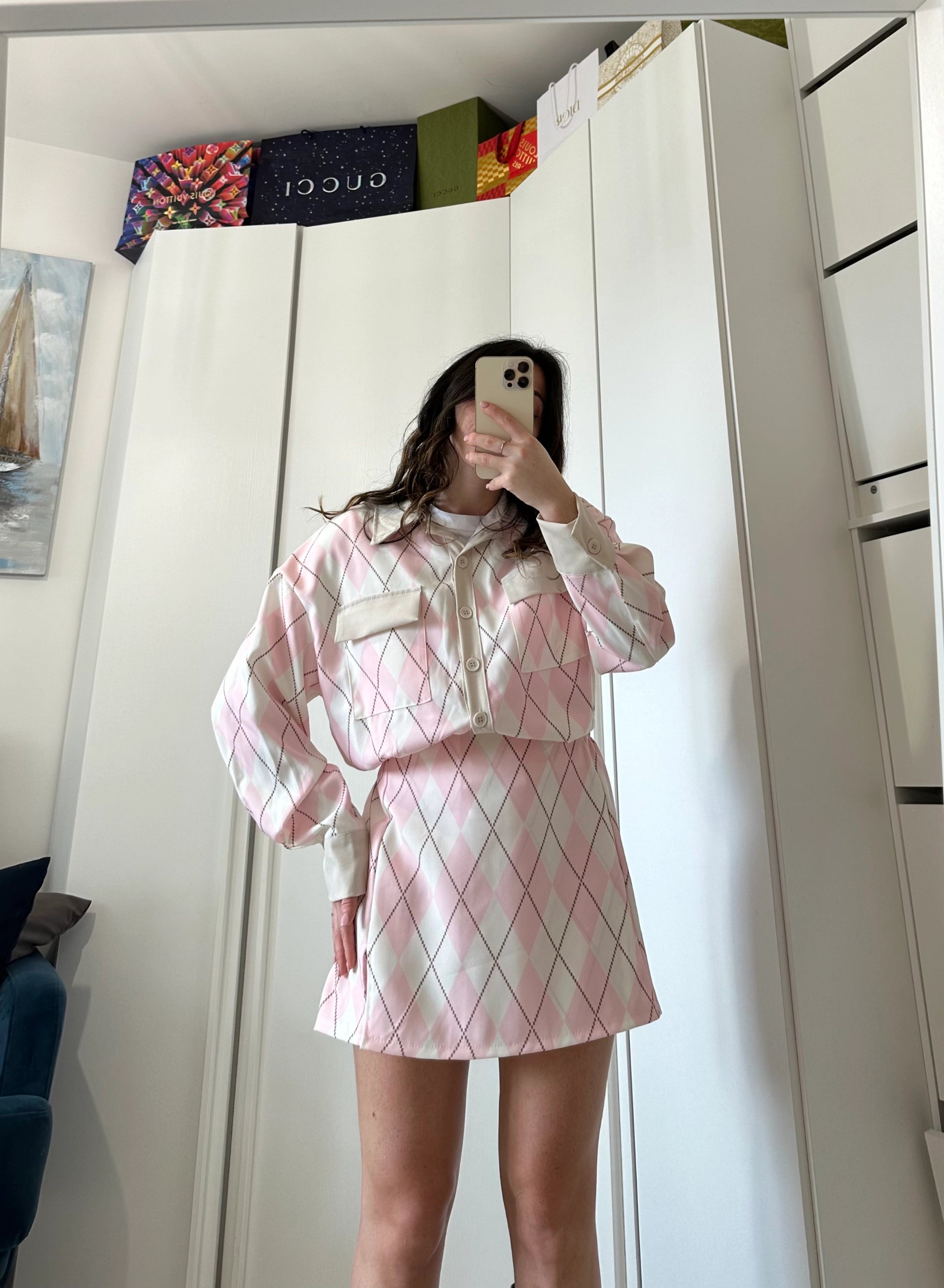 Coordinato Klara -Giacca e Gonna Panna&Rosa