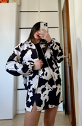Coordinato Fantasia Maculata - Felpa e Gonna NERO