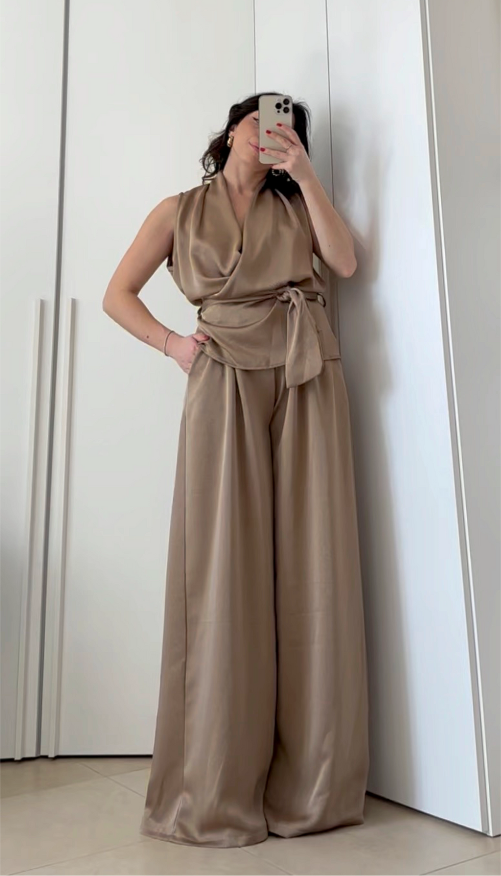 Coordinato Sofi -Blusa e Pantalone Wide Leg VERDONE