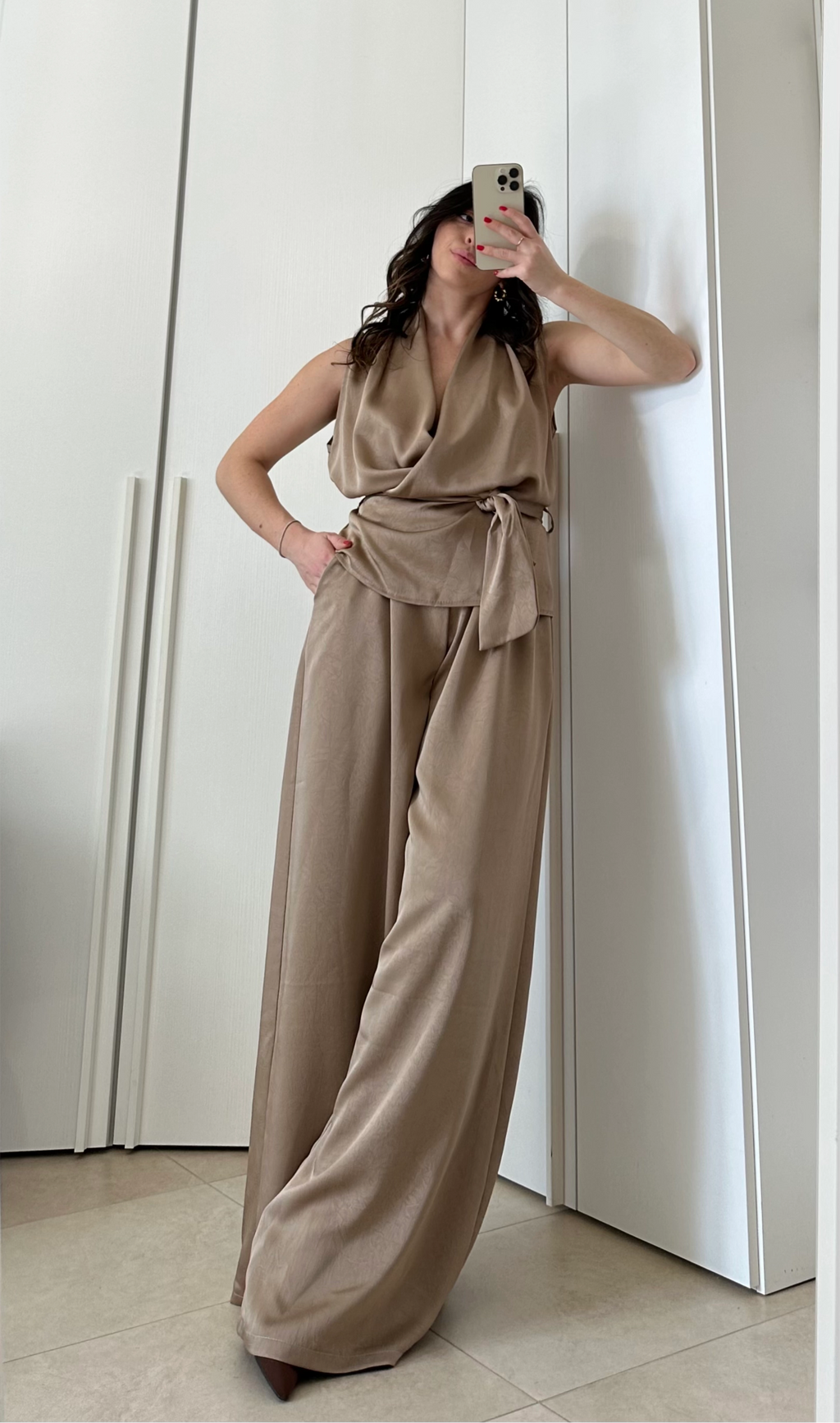 Coordinato Sofi -Blusa e Pantalone Wide Leg VERDONE