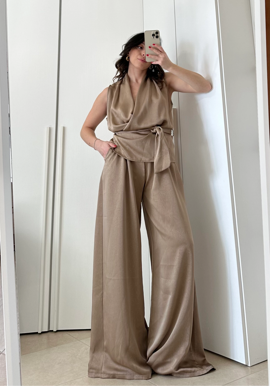 Coordinato Sofi -Blusa e Pantalone Wide Leg VERDONE