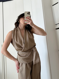 Coordinato Sofi -Blusa e Pantalone Wide Leg BEIGE