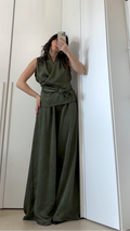 Coordinato Sofi -Blusa e Pantalone Wide Leg VERDONE