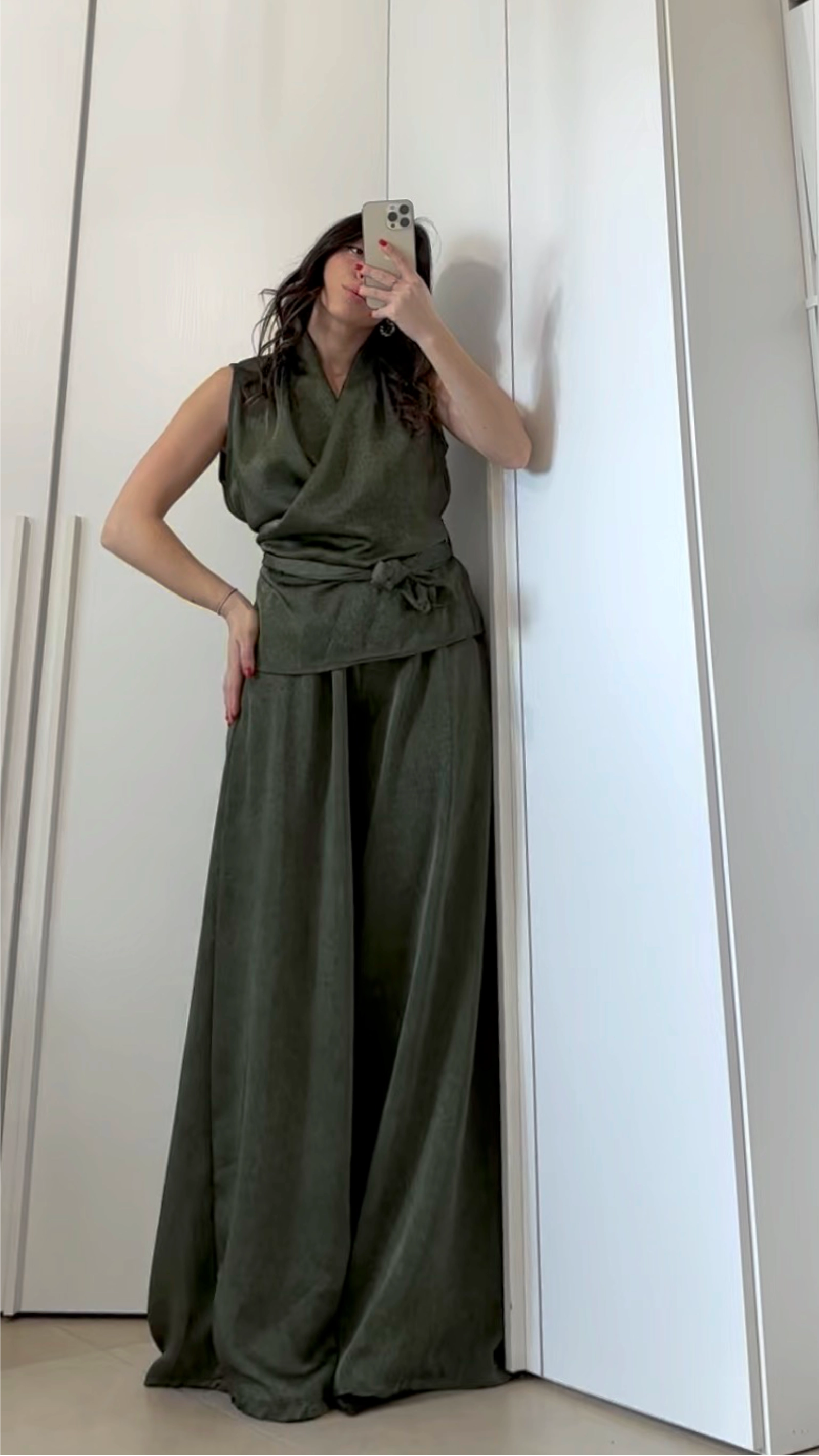 Coordinato Sofi -Blusa e Pantalone Wide Leg MARRONE