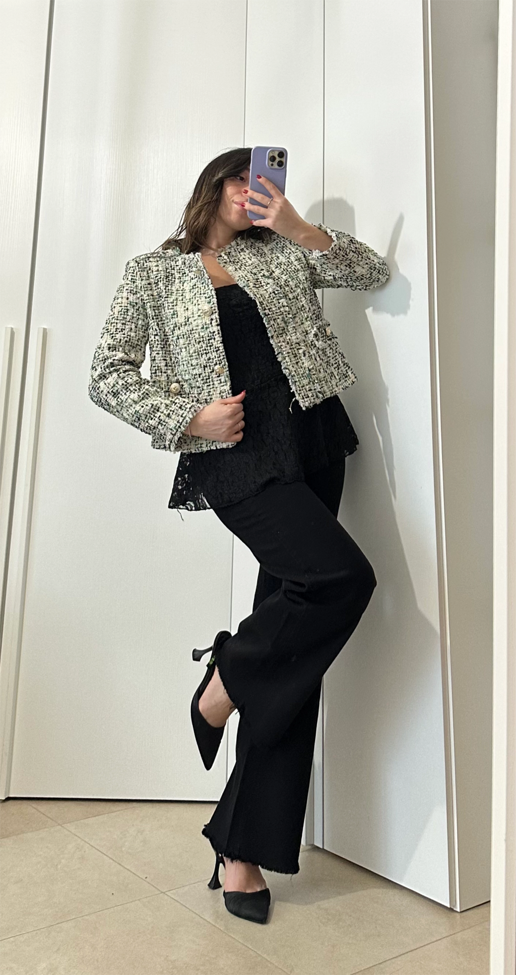 Giacca in Tweed Verde