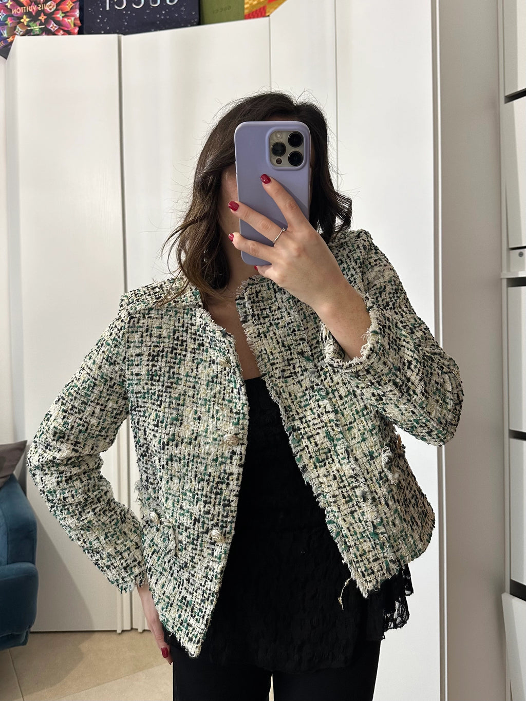 Giacca in Tweed Verde
