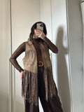 Gilet Scamosciato con Frange BEIGE