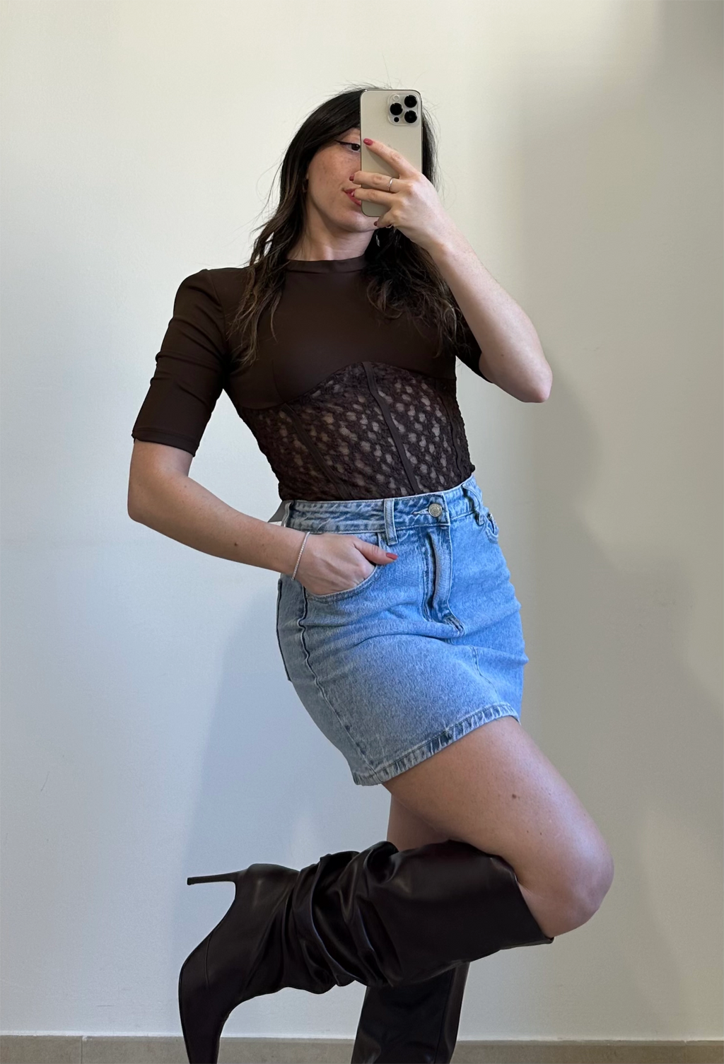 Minigonna in Denim Lavaggio Chiaro