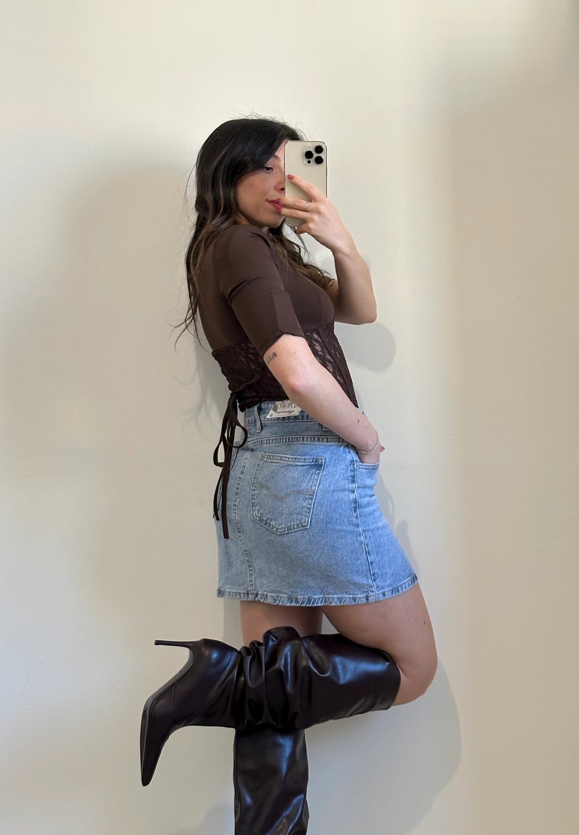 Minigonna in Denim Lavaggio Chiaro