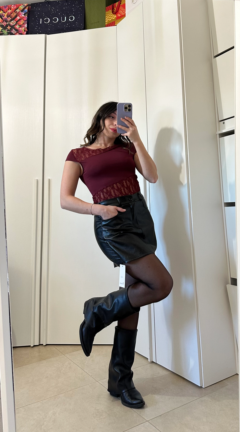 Minigonna Ecopelle con Pantaloncino incorporato NERA