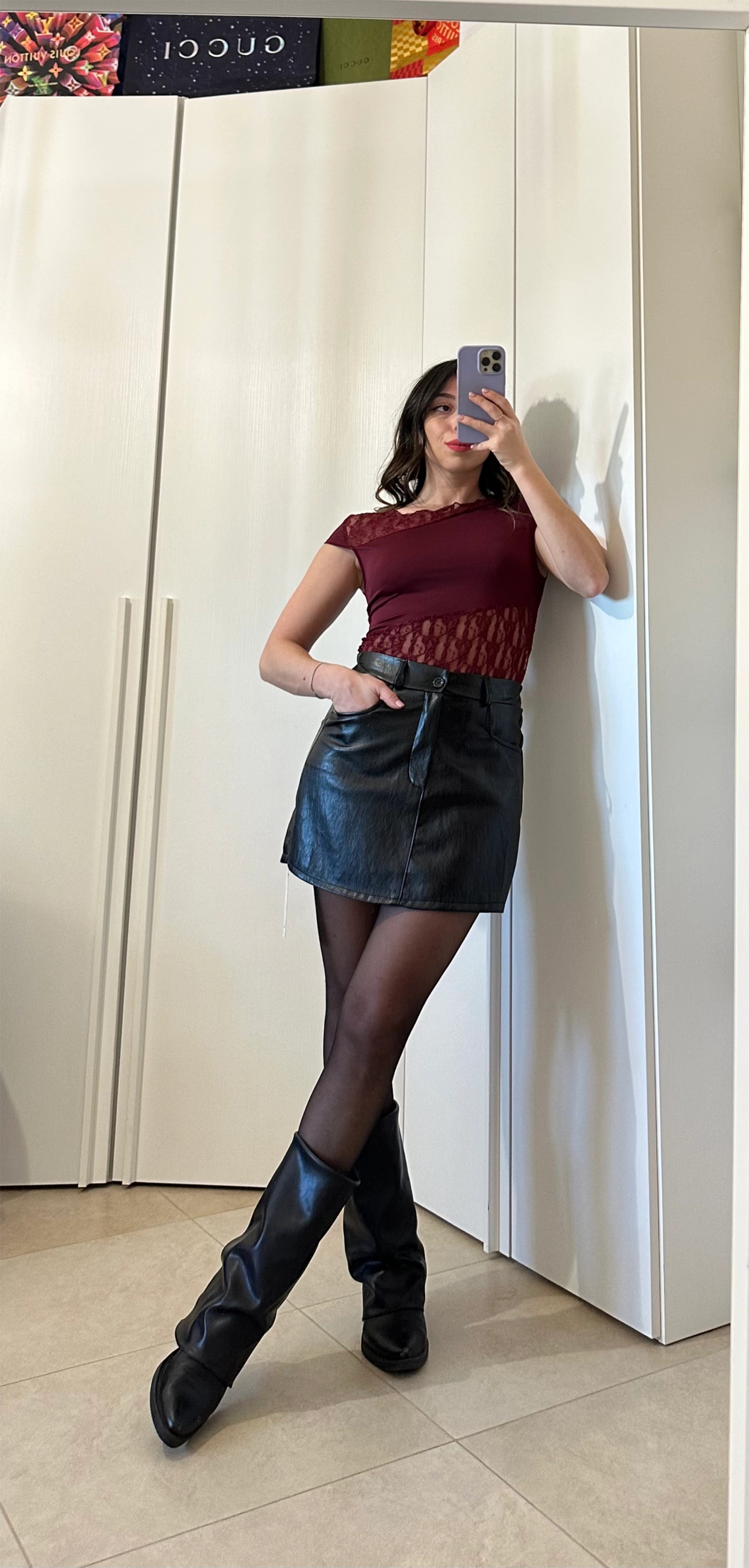 Minigonna Ecopelle con Pantaloncino incorporato ROSA