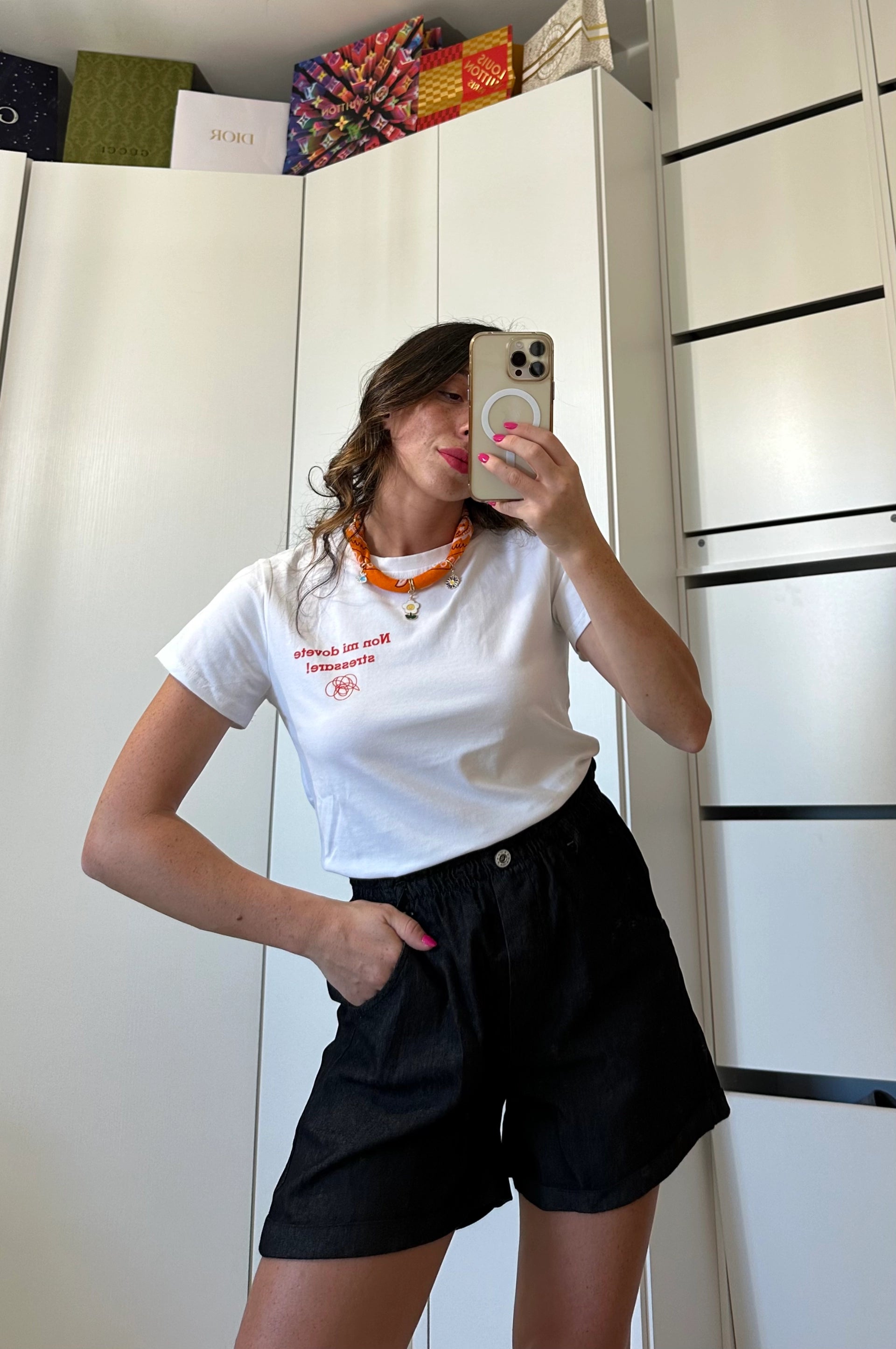 Shorts Vita Alta in Cotone NERO