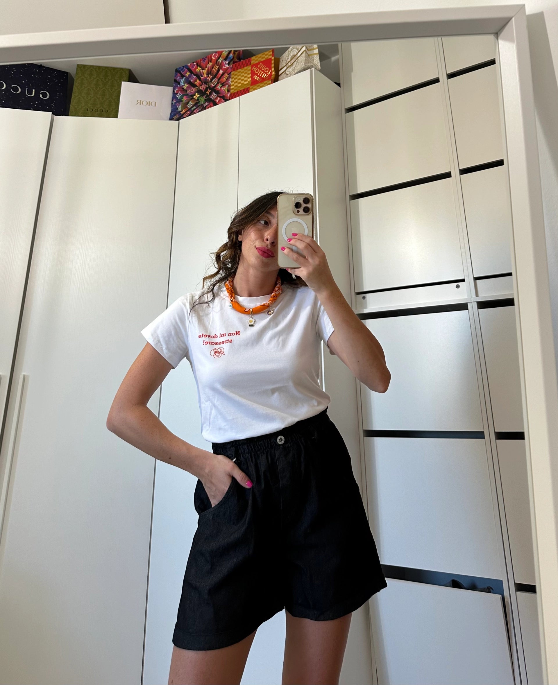 Shorts Vita Alta in Cotone NERO