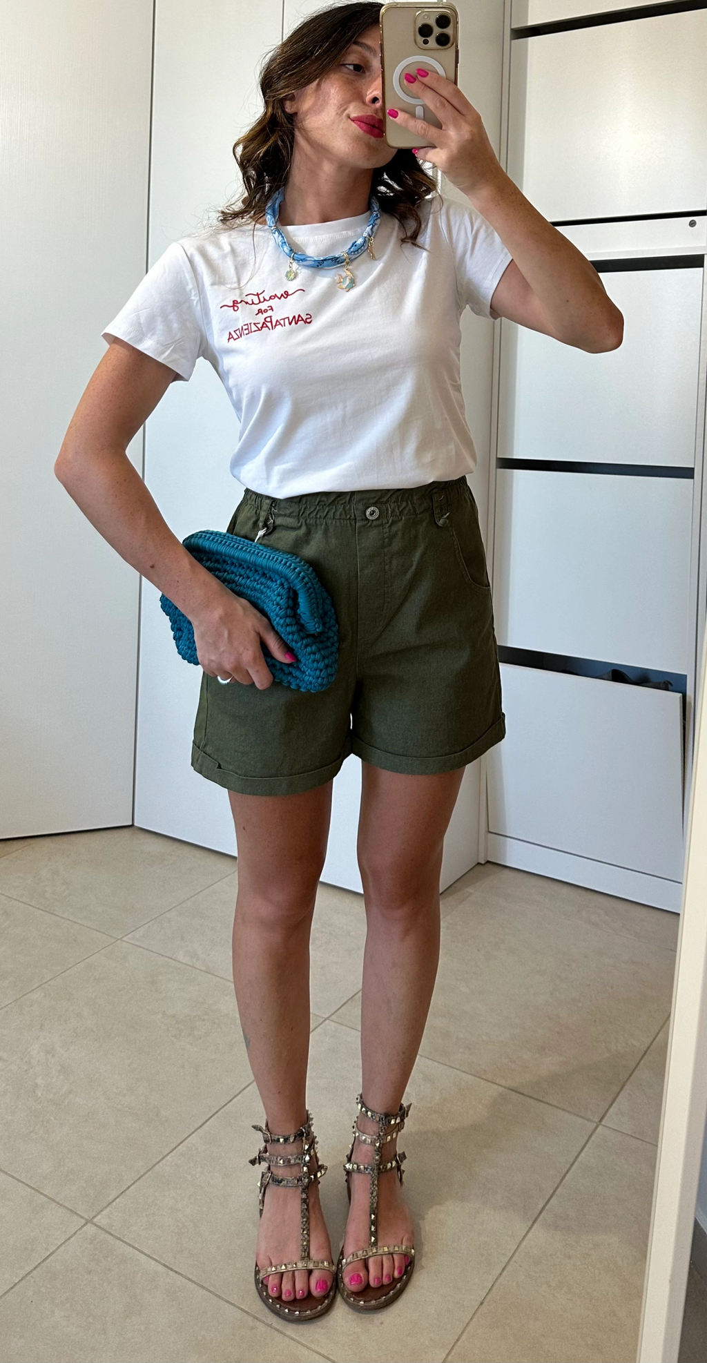 Shorts Vita Alta in Cotone VERDONE