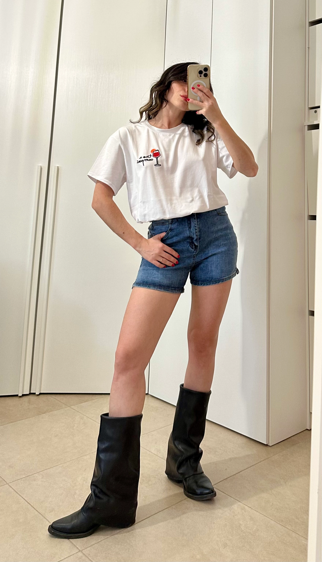 Shorts in Denim Vita Alta