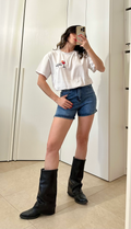 Shorts in Denim Vita Alta