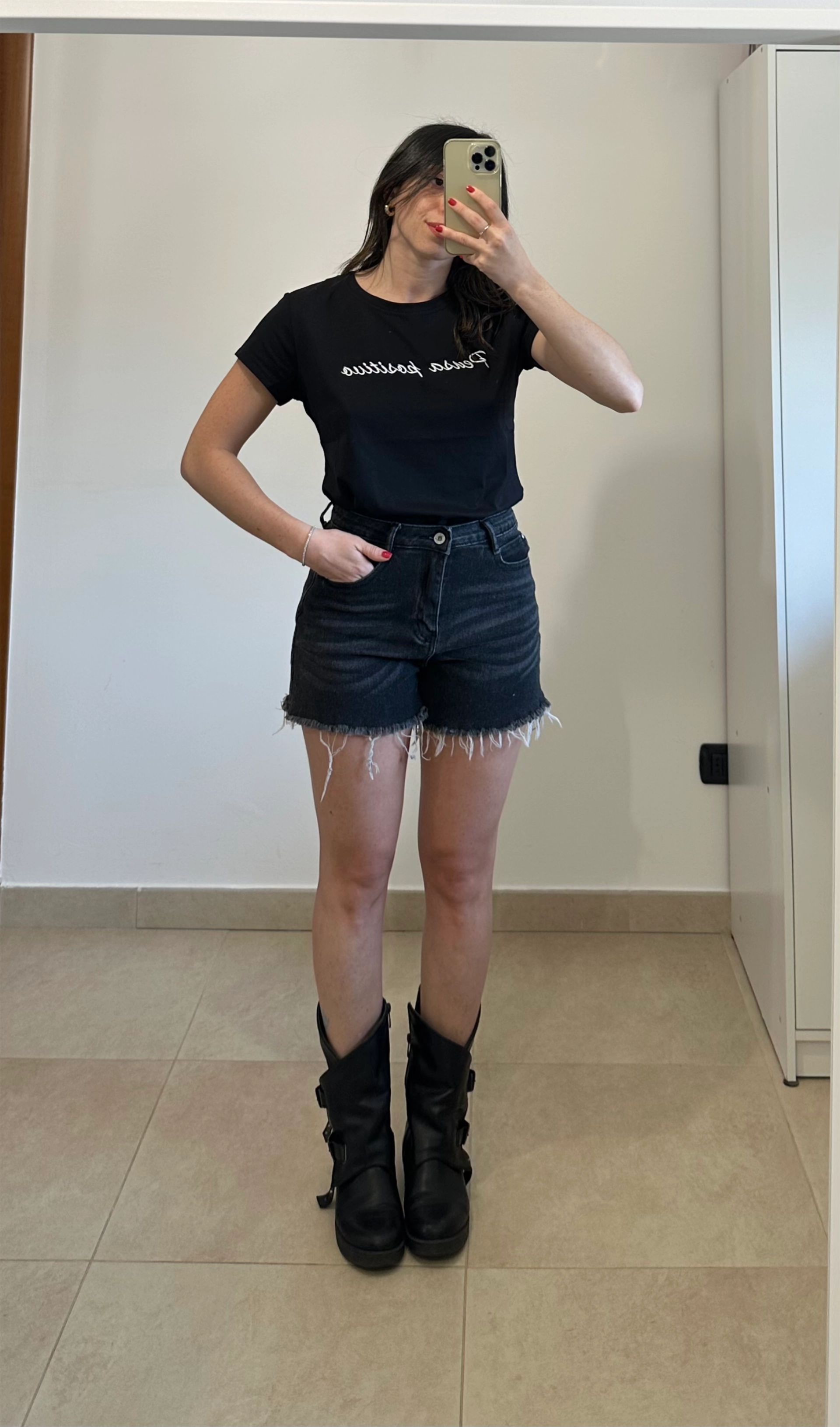 Shorts Jeans Denim Nero